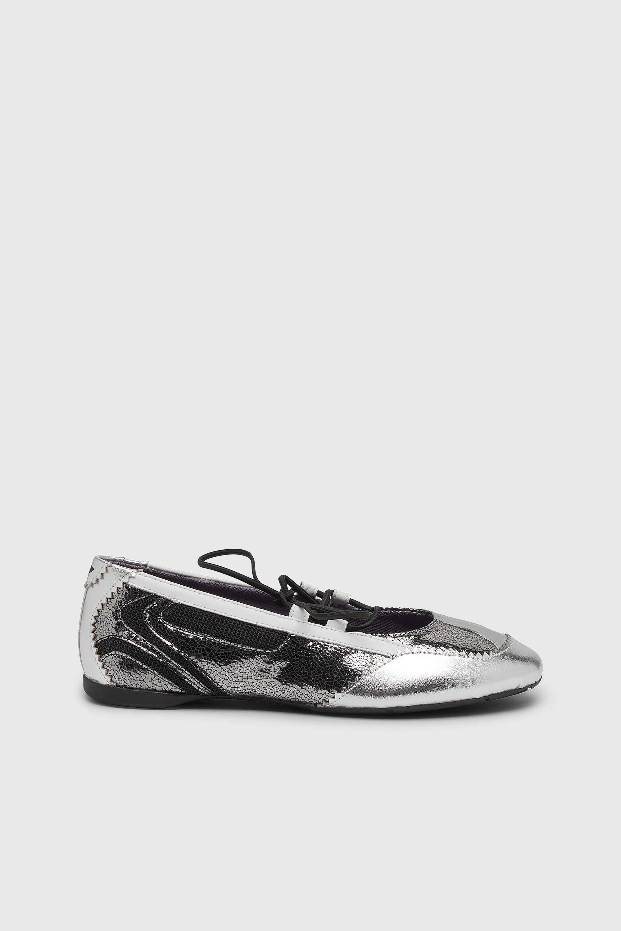 Women's D-Mile-Metallic lace-up ballet flats | Silver | Diesel