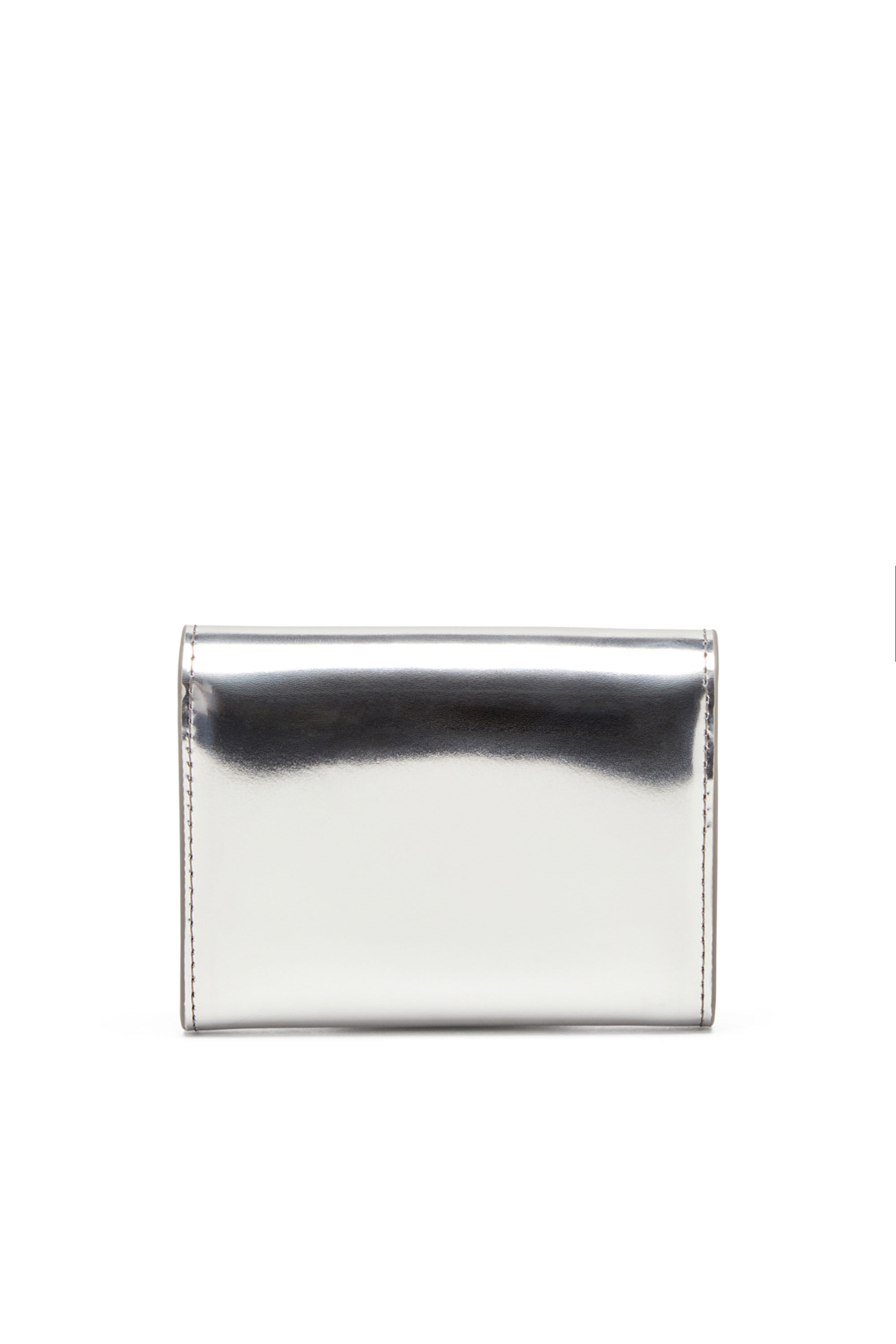 小物 DIESEL 1DR CARD HOLDER BI-FOLD ZIP III Women's Bi-fold card holder in mirrored leather | Silver | Diesel