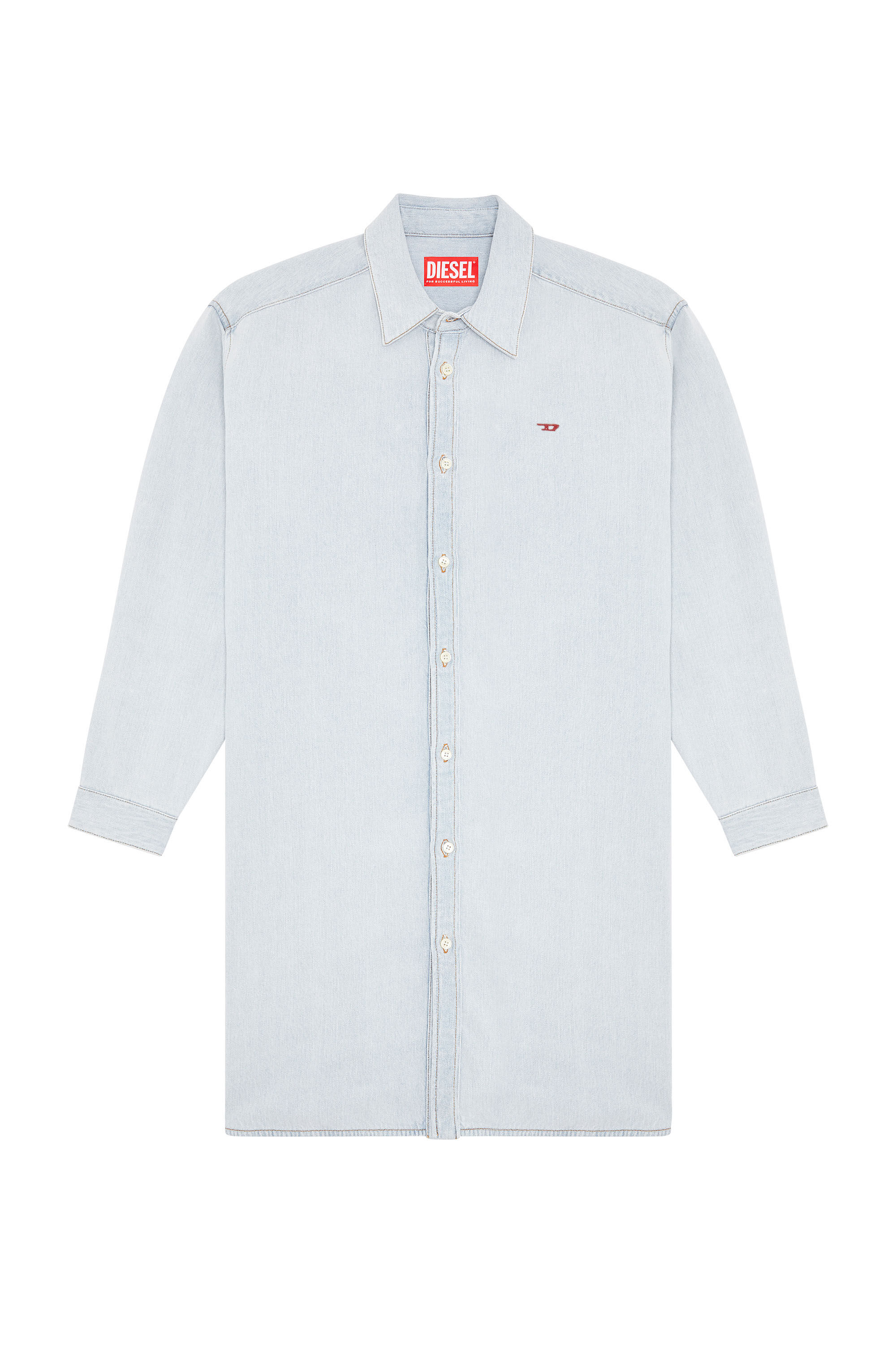 Diesel - DE-BLEX SHIRT DRESS, Robe chemise en denim Femme in Bleu - 1