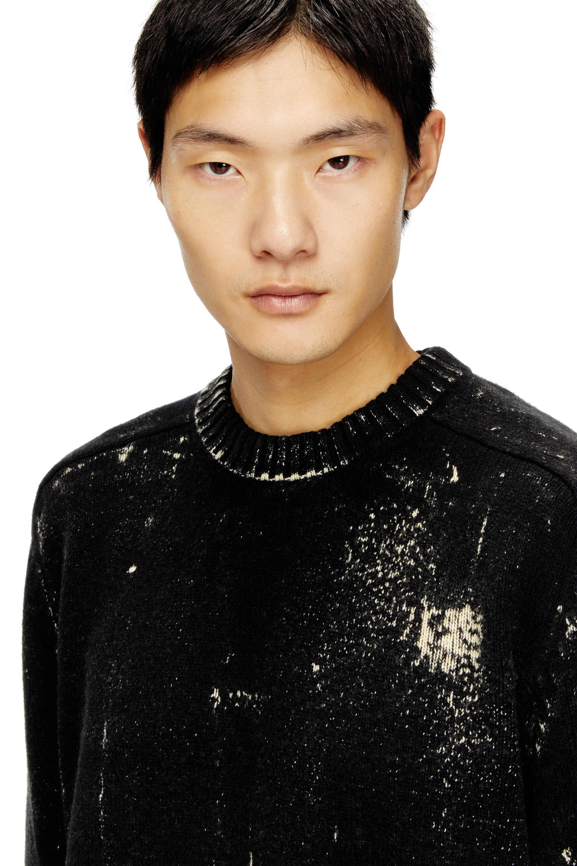 Men's Distressed jumper in wool blend | Black | Diesel
