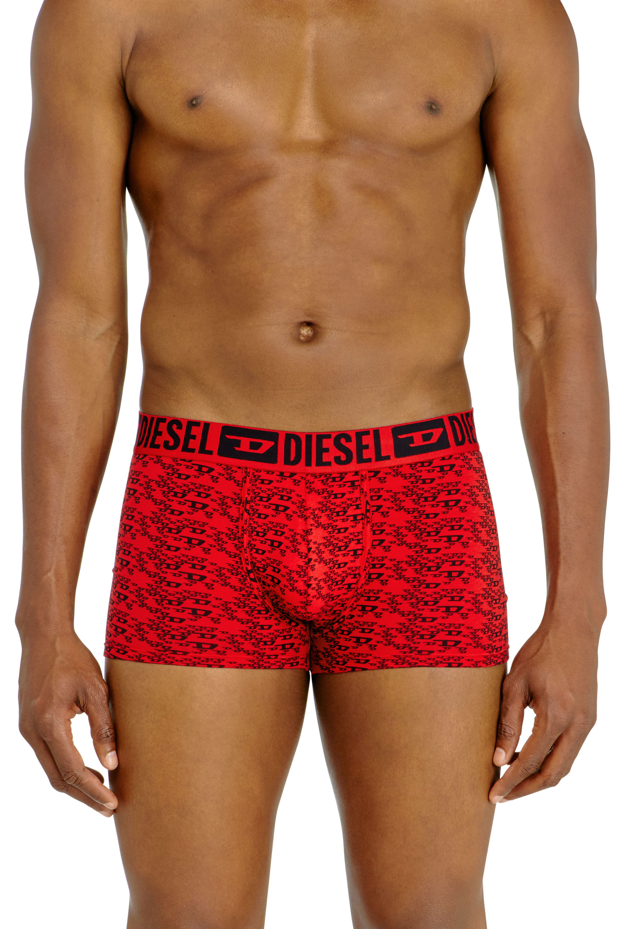 Diesel - MIKE-D-CORE-3PACK, Male's Set of three stretch cotton trunks with all-over print in Black/Red - 1