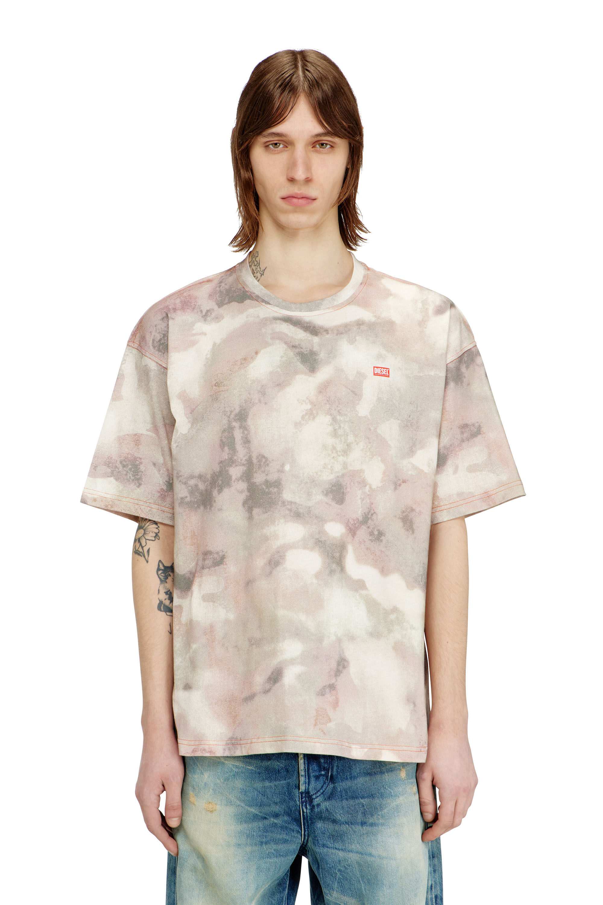 Men's Heavy cotton T-shirt with camo print | Multicolor | Diesel