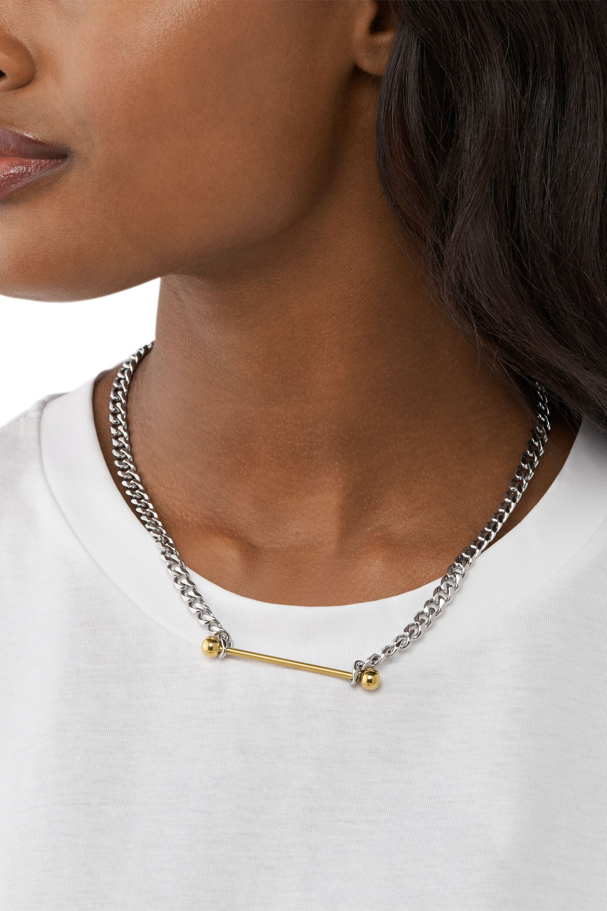 Diesel - DX1409, Unisex's Two-Tone Stainless Steel Chain Necklace in Silver - 3