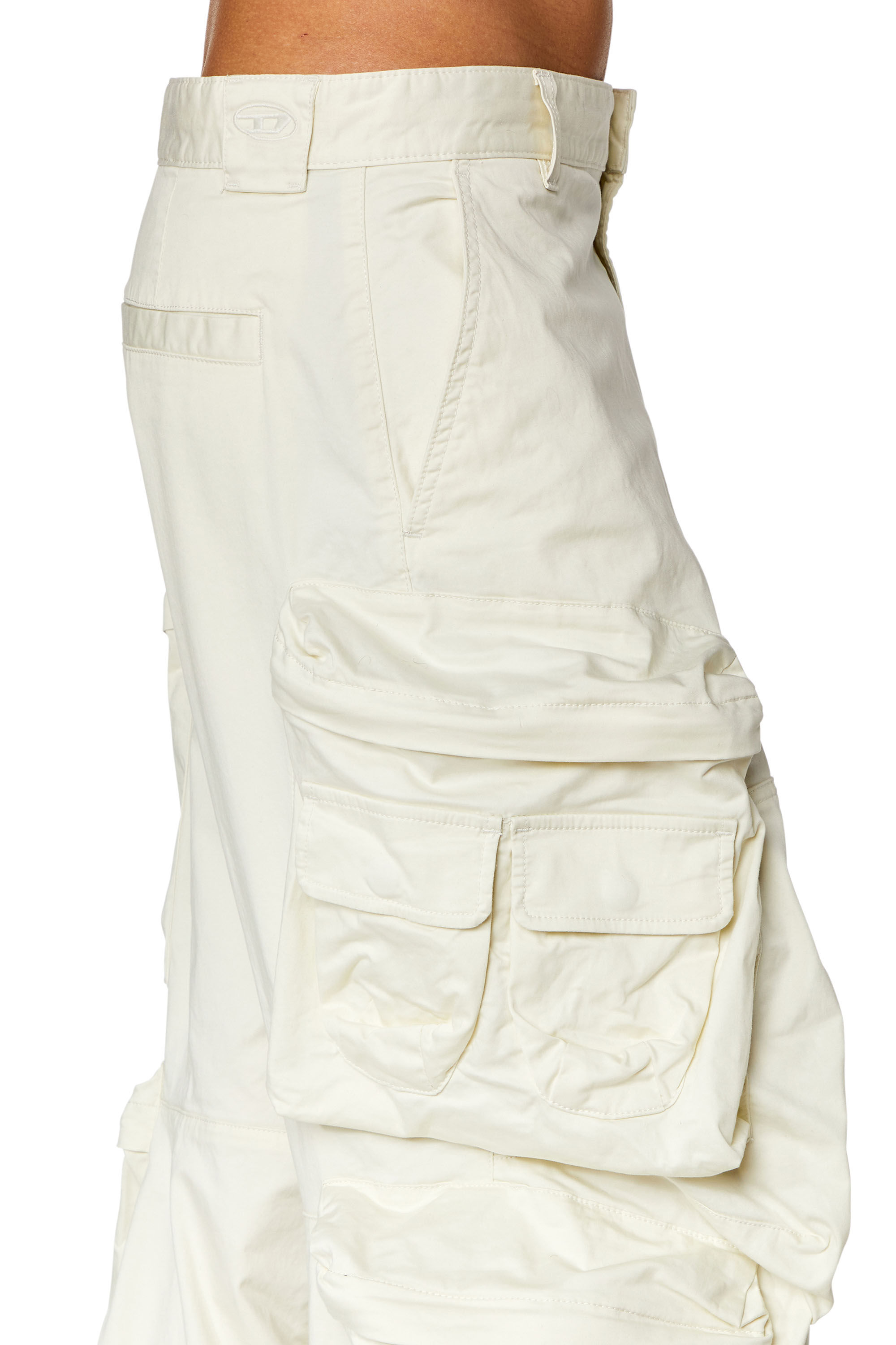 Diesel - P-HUGES-NEW, Male's Cargo pants in stretch cotton satin in White - 4