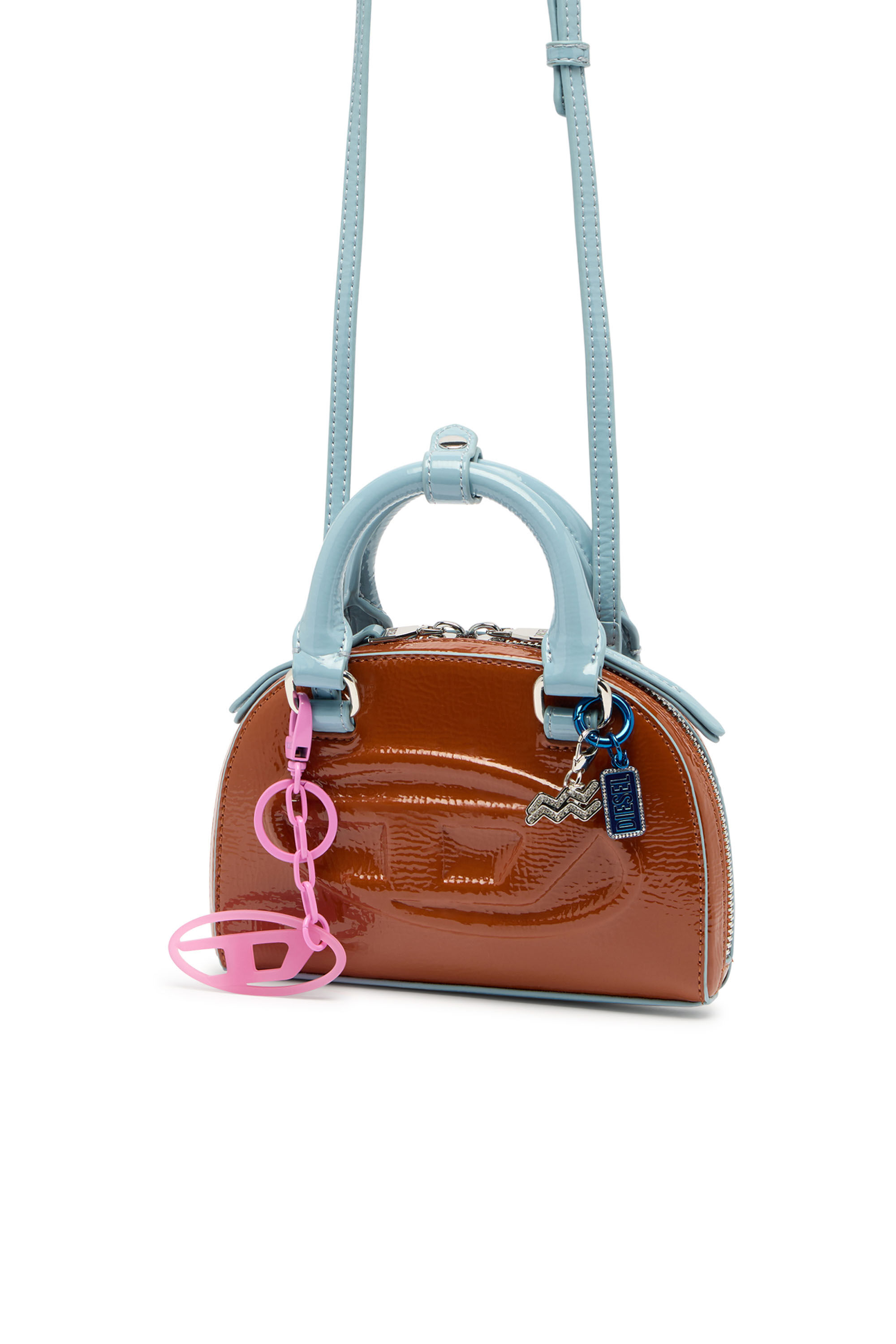 Women's 1DR Dome-Slim bowling bag with naplak effect | Brown | Diesel