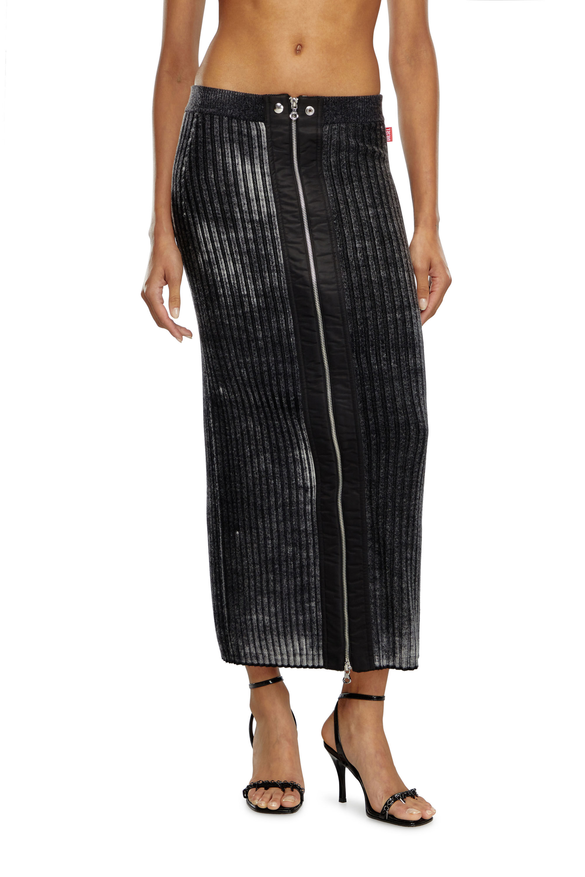 Diesel - M-ASI, Jupe midi en maille de laine traitée Femme in Noir - 3