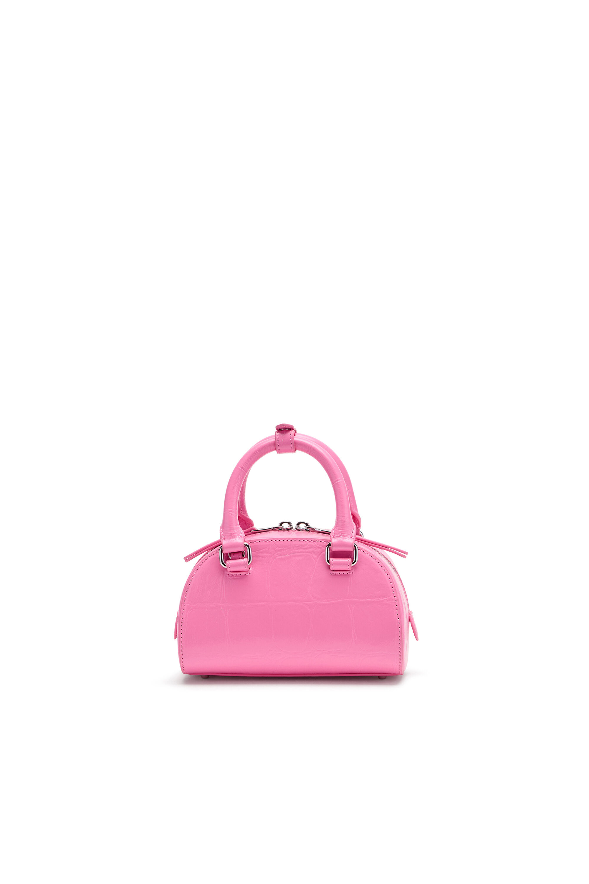 Diesel - 1DR DOME CROSSBODY, Female's 1DR Dome-Mini bowling bag in croc-effect leather in Pink - 2