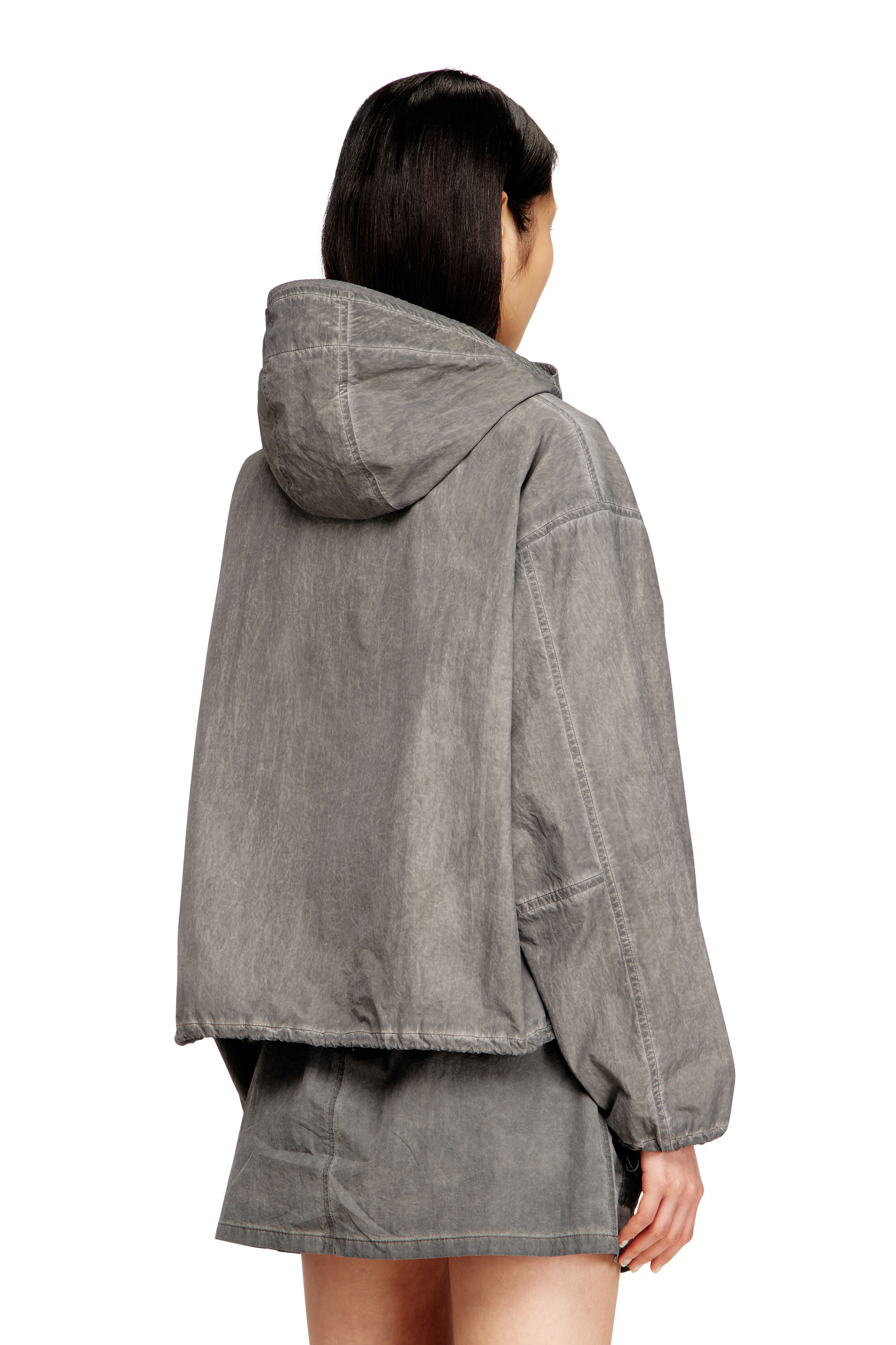 Women's Hooded windbreaker in treated Taslan | Grey | Diesel