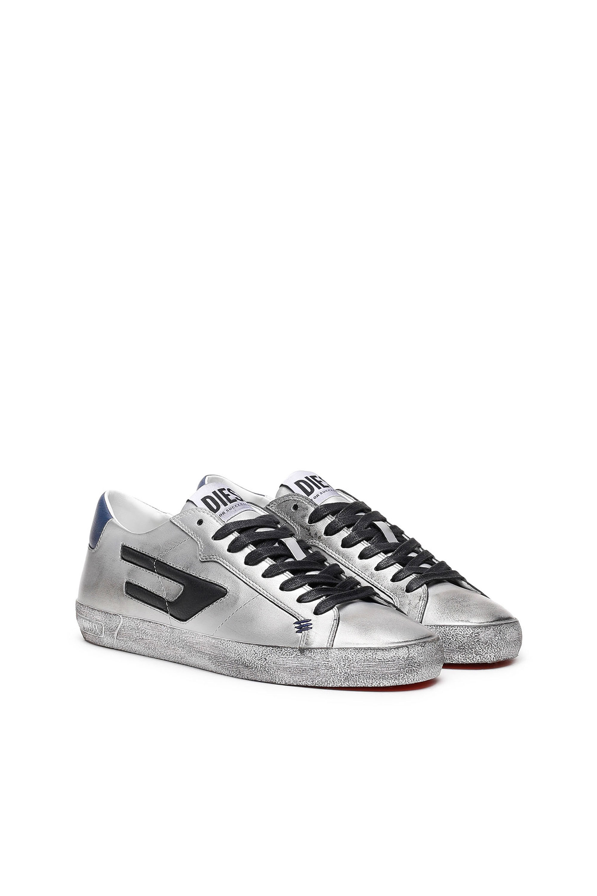 ルス S-LEROJI LOW X Unisex: Distressed metallic low-top sneakers | Diesel