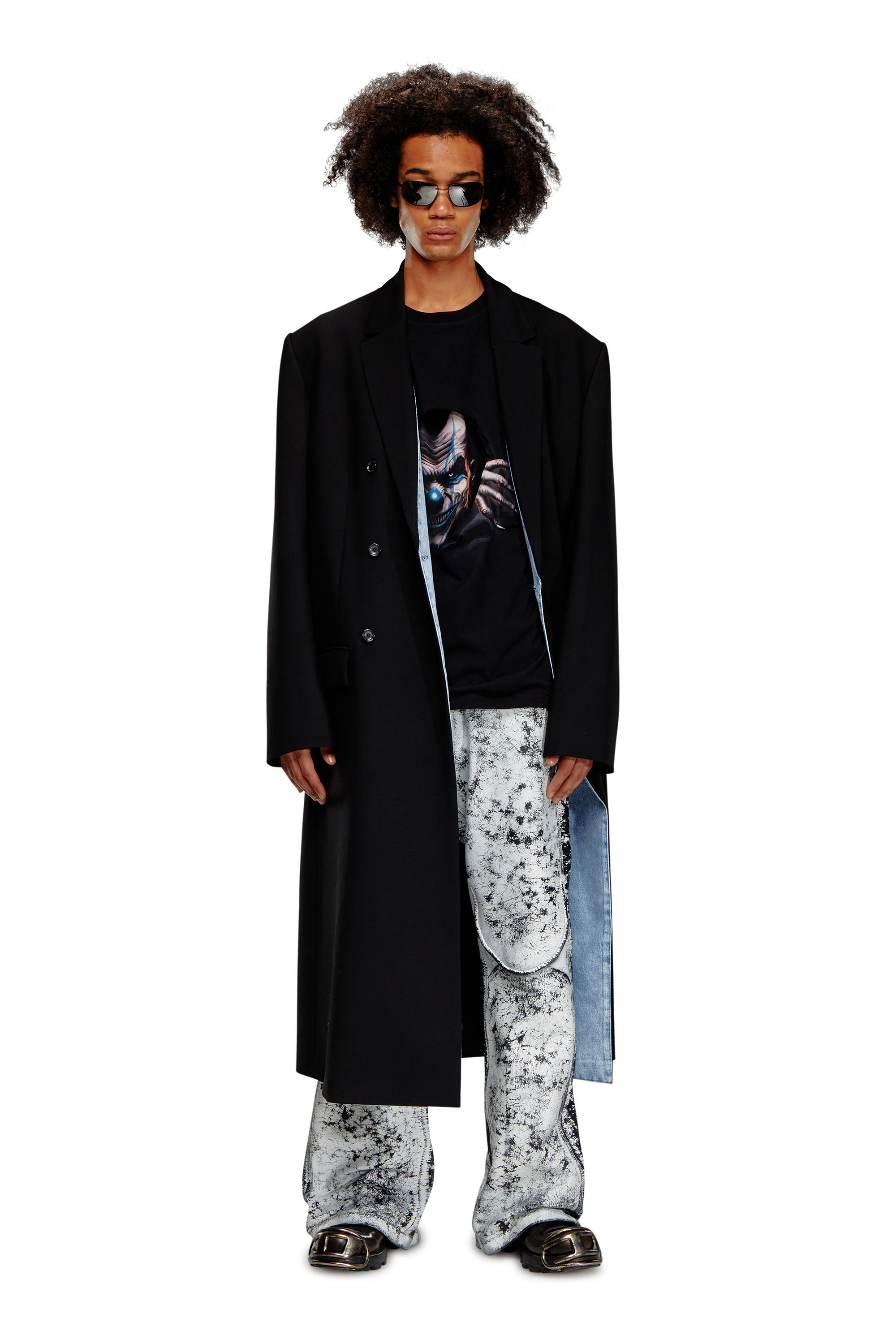 Men's Long-sleeve T-shirt with poster print | Black | Diesel
