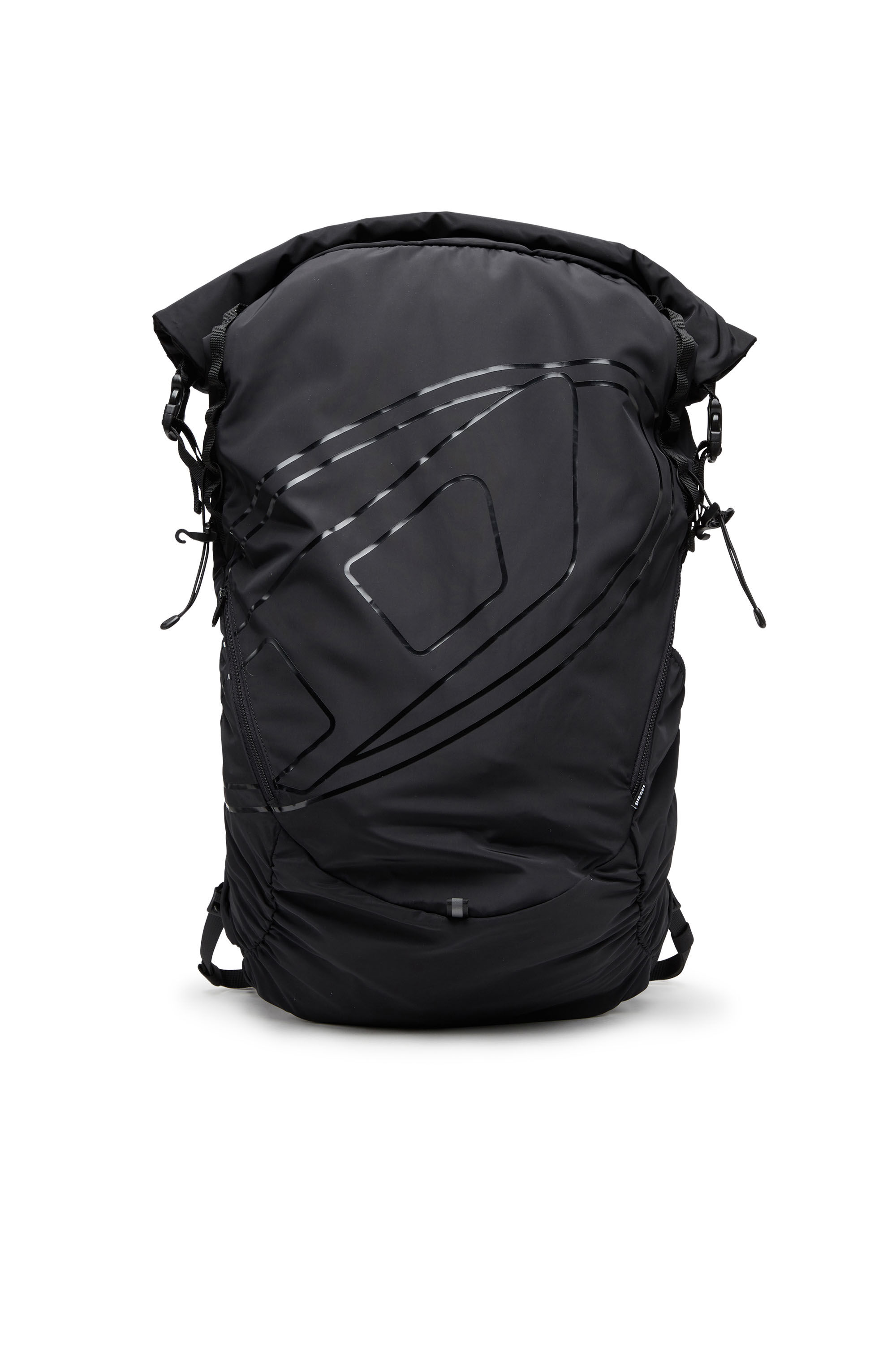 Diesel - DRAPE BACKPACK, Drape-Sac à dos roll-top en nylon Homme in Noir - 1