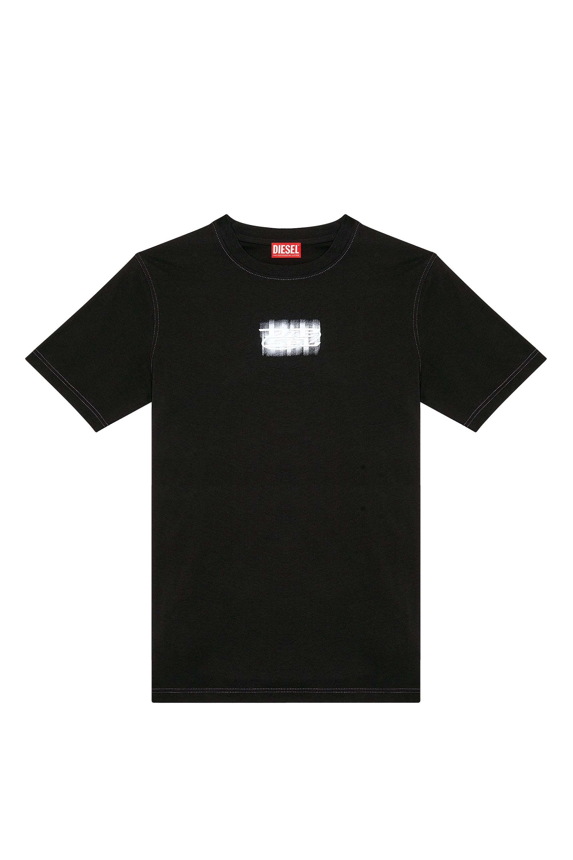 Diesel - T-JUST-N4, Male's Logo-flocked T-shirt in organic cotton in Black - 2