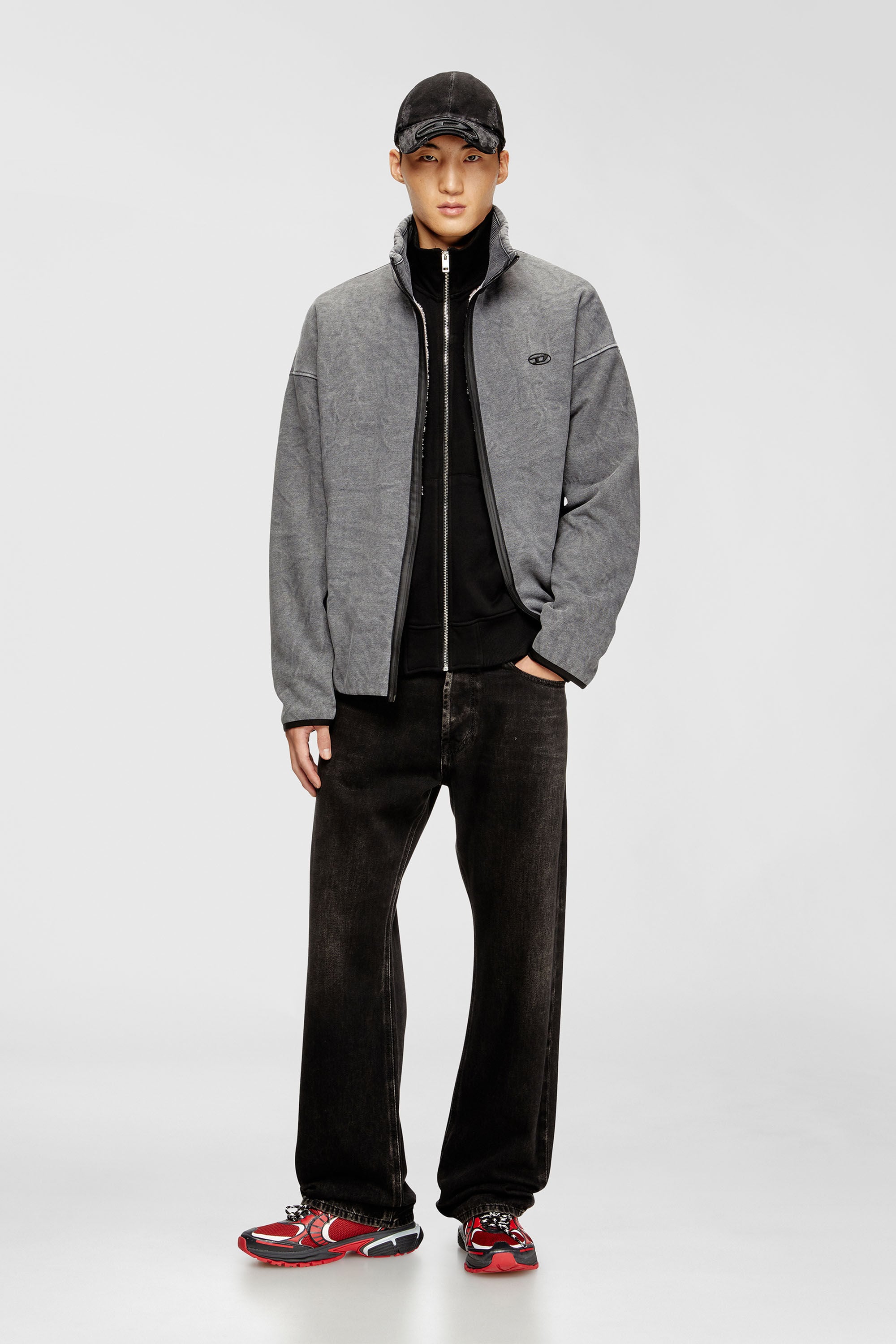 Diesel - S-BATY-NEW, Sudadera con cierre de cremallera y forro interior Hombre in Gris - 1