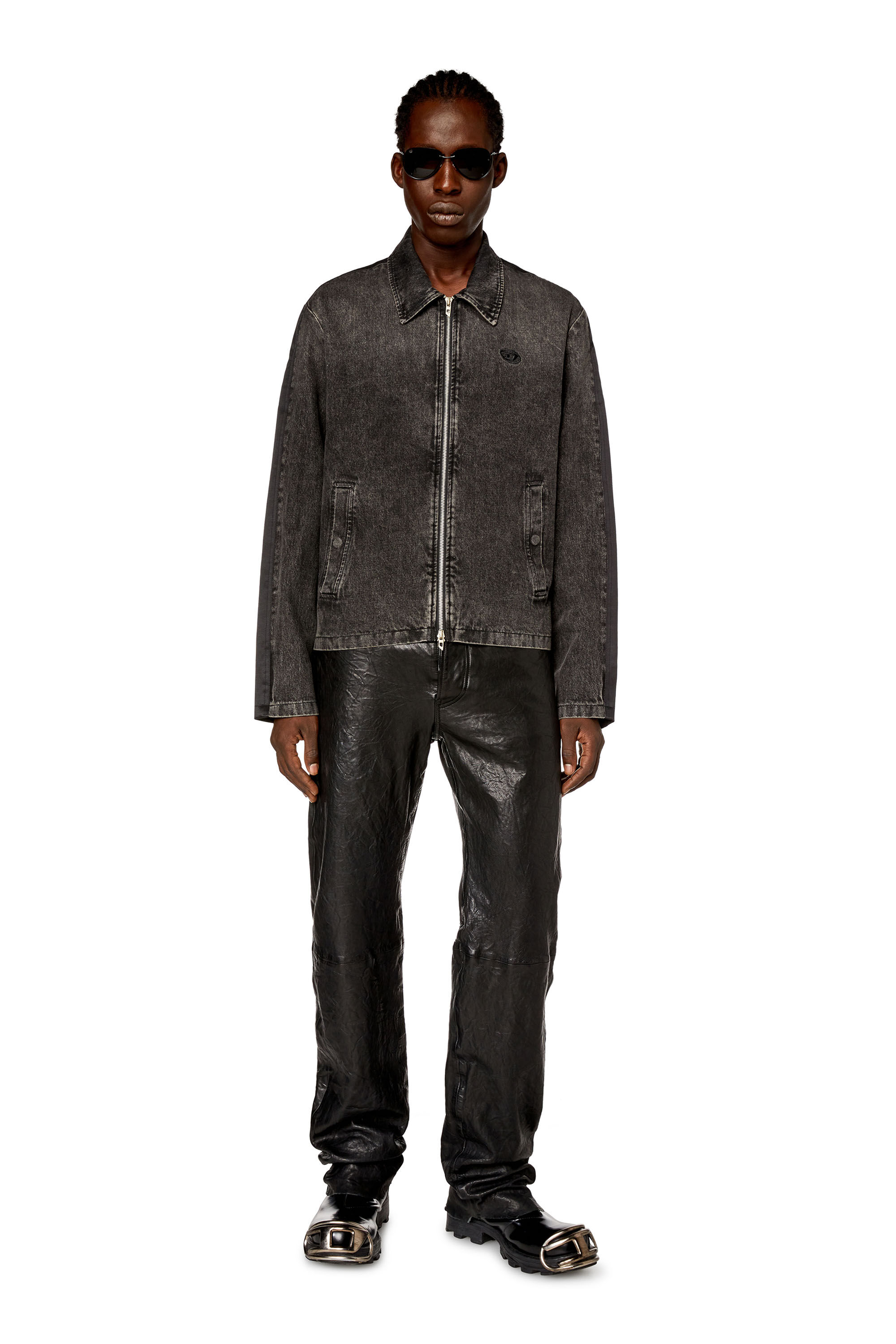 Diesel - J-HARRIS, Veste hybride en denim et sergé Homme in Noir - 1
