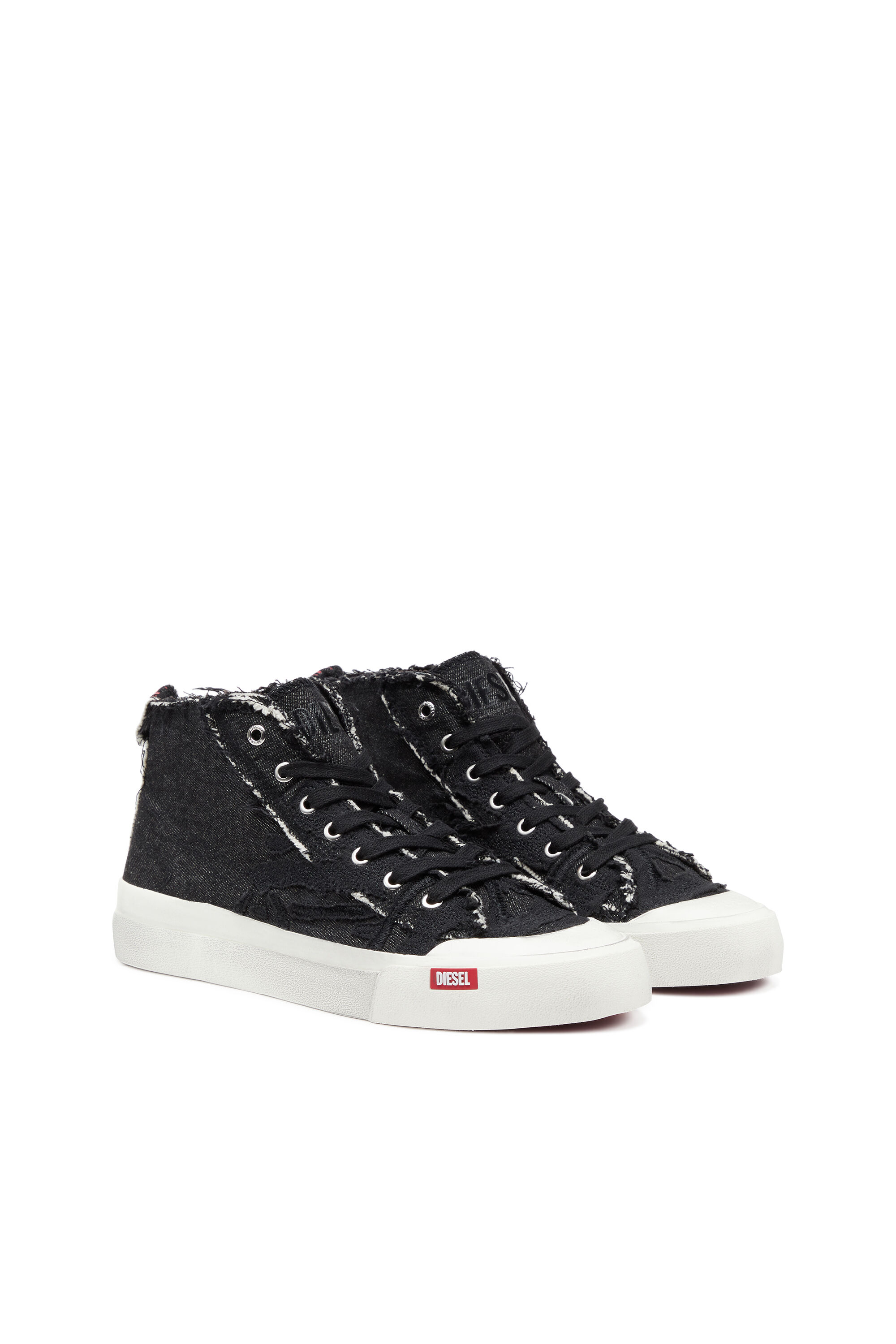 Men's S-Athos Mid-Destroyed gauze and denim high-top