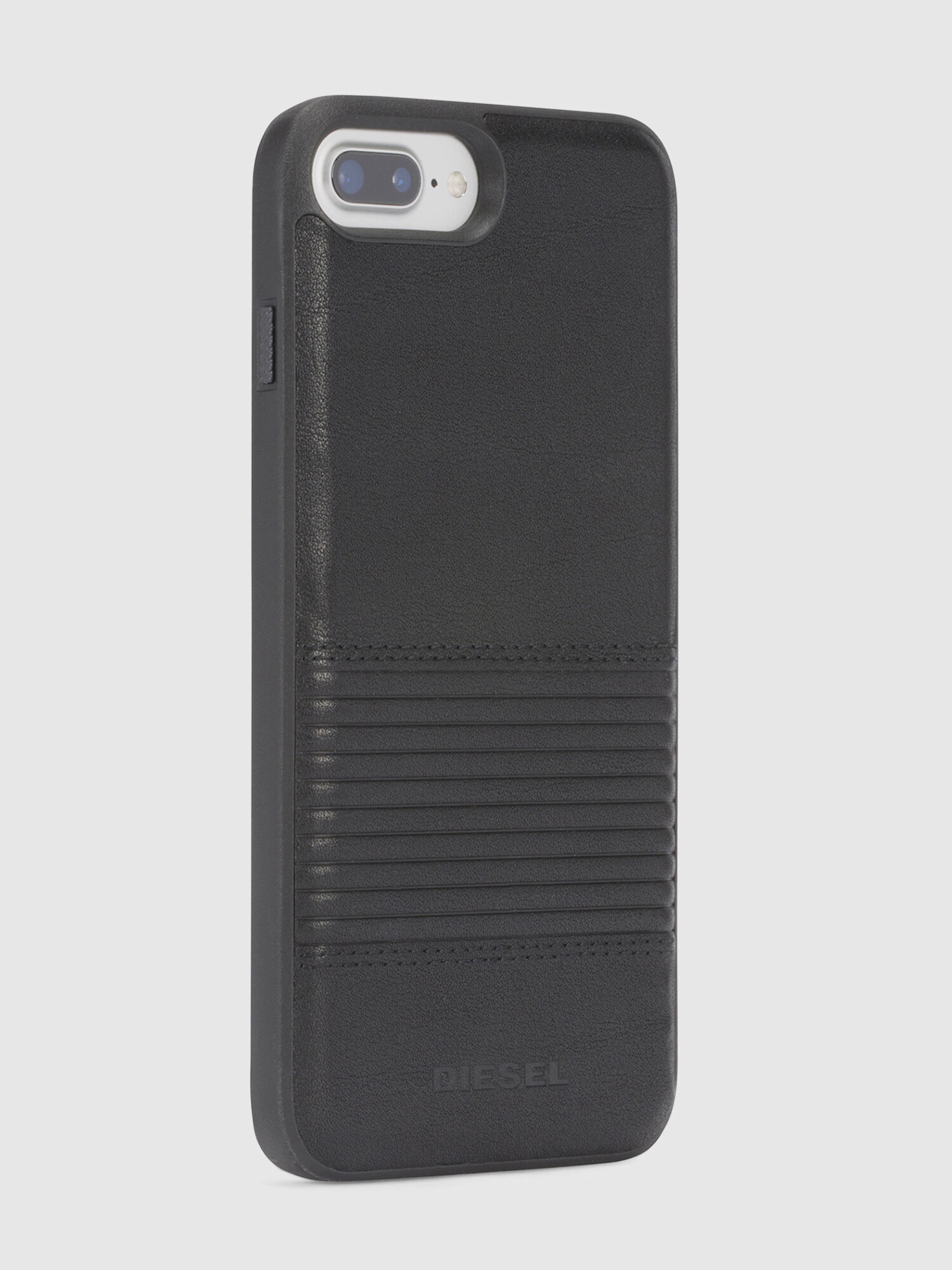 Diesel - BLACK LINED LEATHER IPHONE 8/7/6s/6 CASE, Funda en piel negra para iPhone 8/7/6s/6 Unisex in Negro - 5