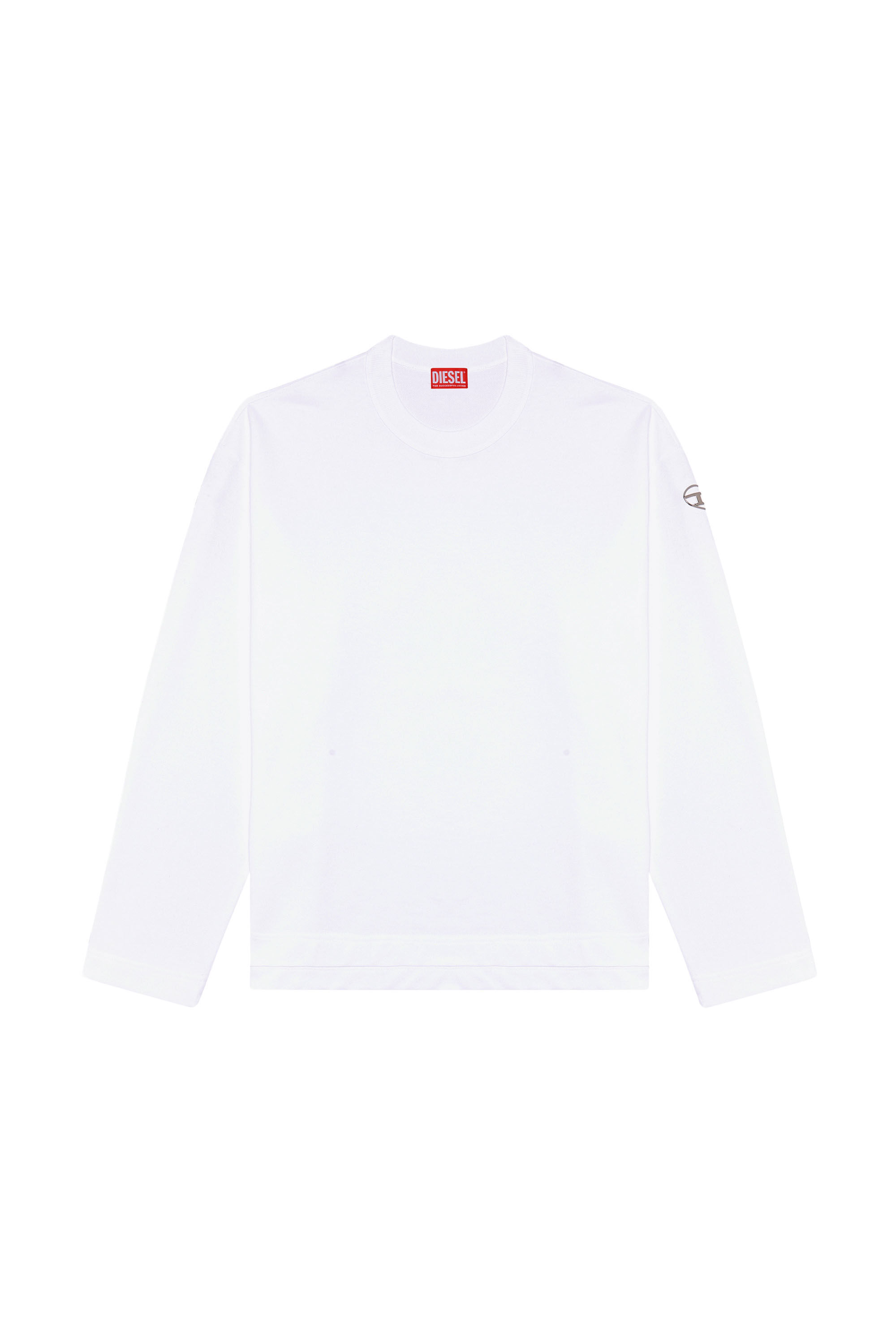 Diesel - S-MACSIS-OD, Sweat-shirt oversize avec logo métallisé Homme in Blanc - 2