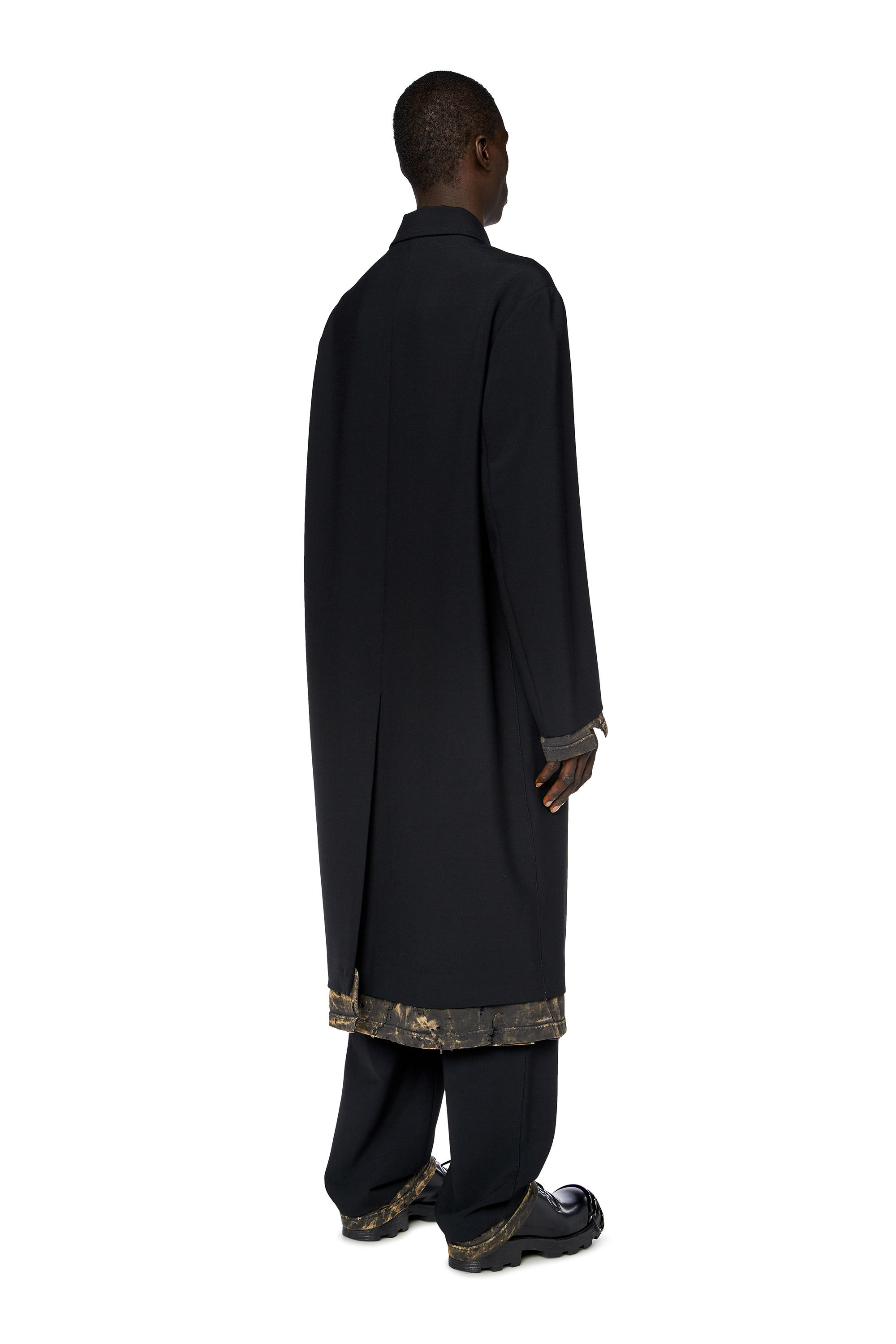 Diesel - J-LEWITT, Manteau en laine mélangée avec finitions vieillies Homme in Noir - 5