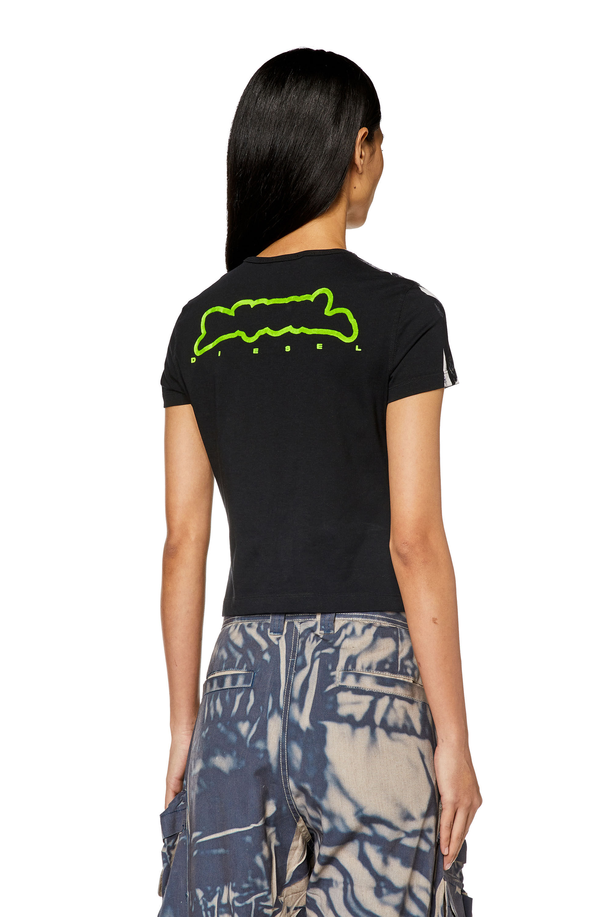 Diesel - T-UNCUTIE-LONG-N5, T-shirt avec imprimé froissé Femme in Polychrome - 4