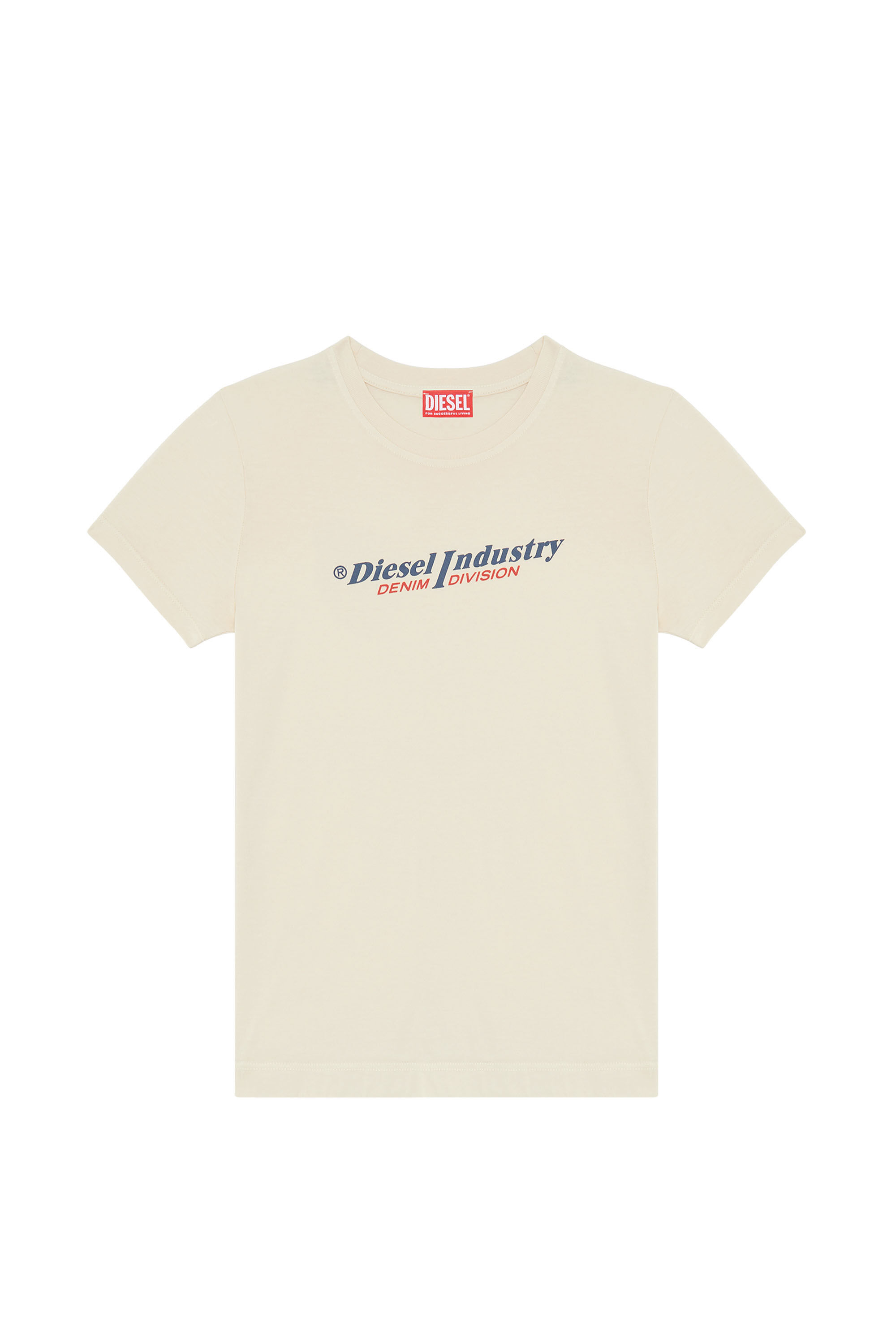 Diesel - T-SLI-IND, Woman's T-shirt with Diesel Industry print in Face Powder - 2