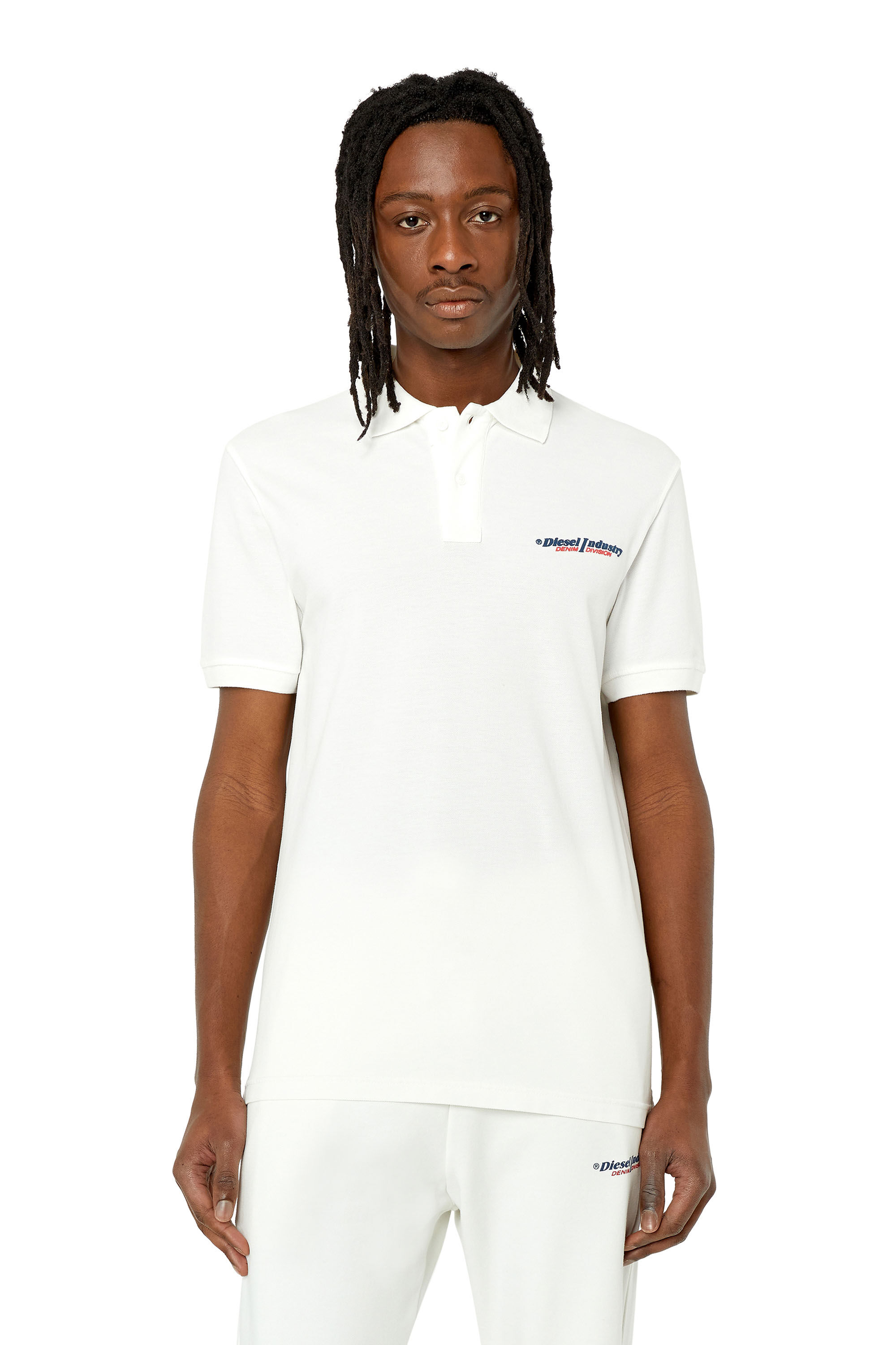 Diesel - T-SMITH-IND, Male's Polo shirt with Diesel Industry print in White - 3