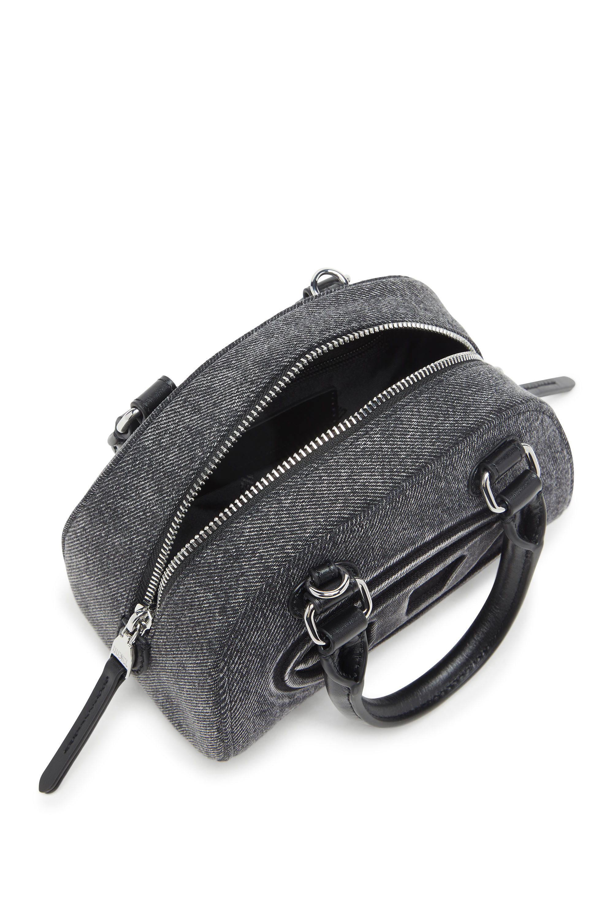 Women's 1DR Dome-Mini bowling bag in washed denim | Grey | Diesel Women's 1DR Dome-Mini bowling bag in washed denim | Grey | Diesel