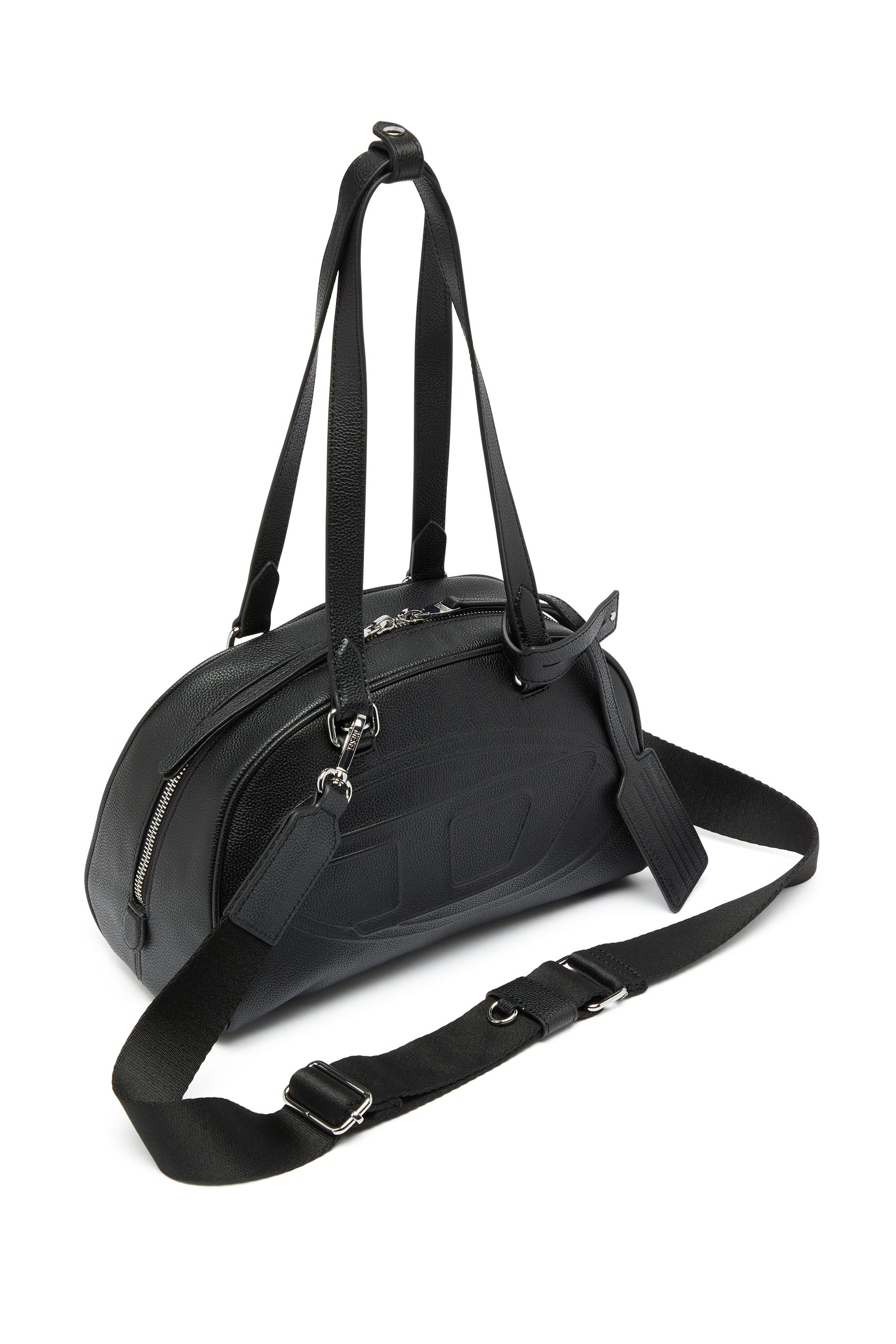 Diesel - 1DR DOME SHOULDER, 1DR Dome - Sac Boston en cuir avec logo emboss&eacute; Mixte in Noir - 6