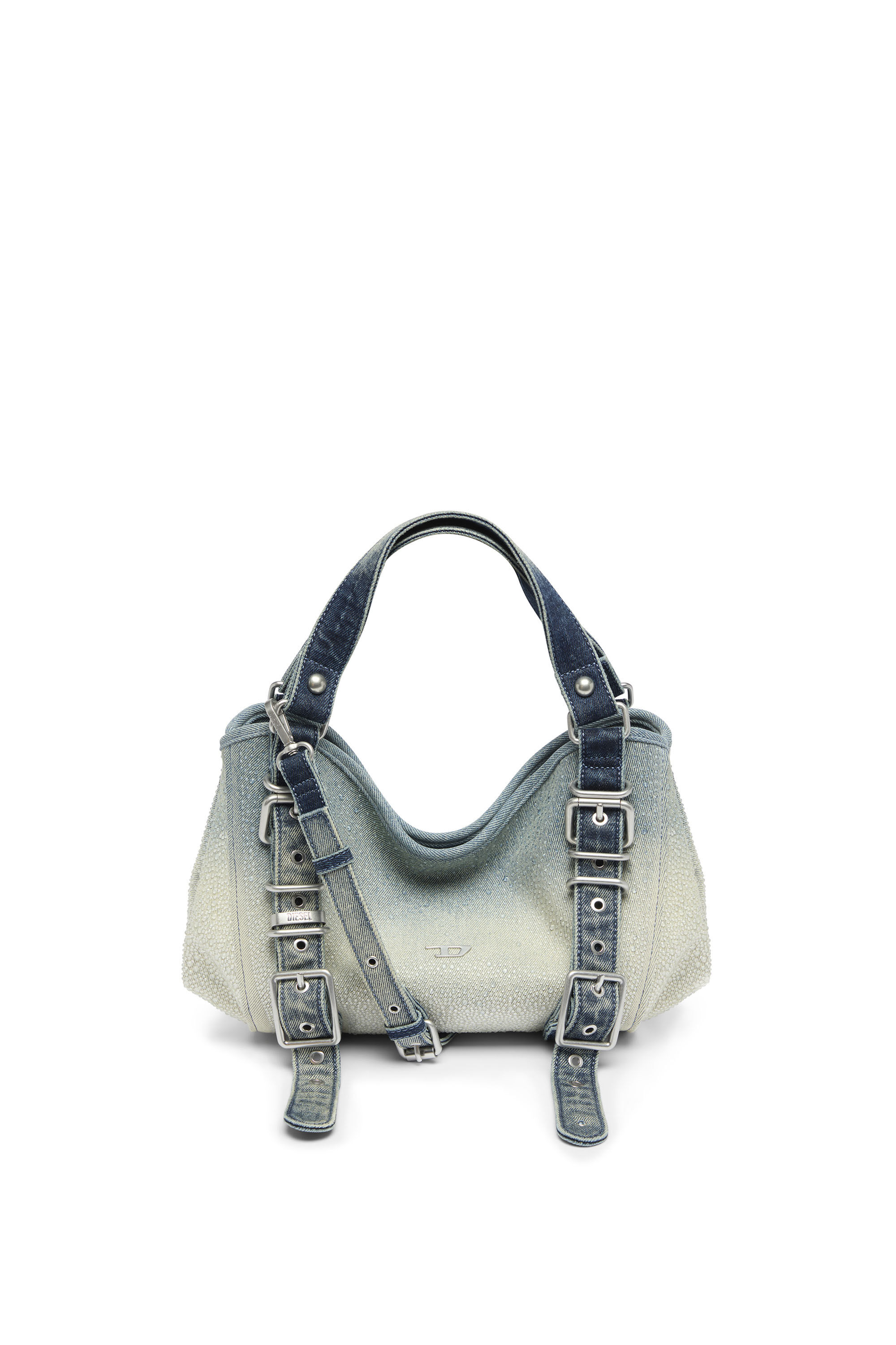Women's D-One-Small top-handle bag in crystal solarised denim