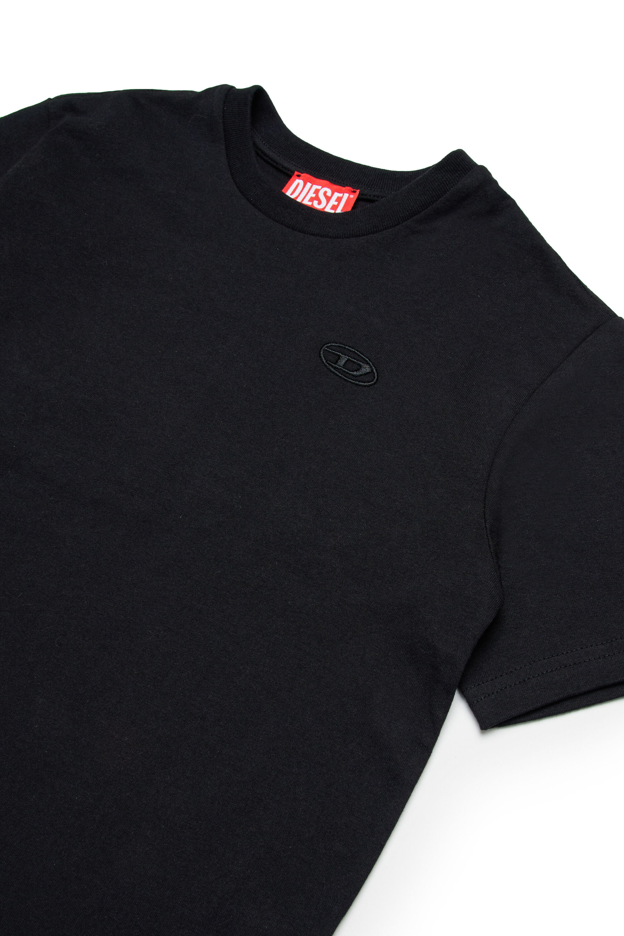 Boy'sT-shirt with mega Oval D embroidery | Black | Diesel CA