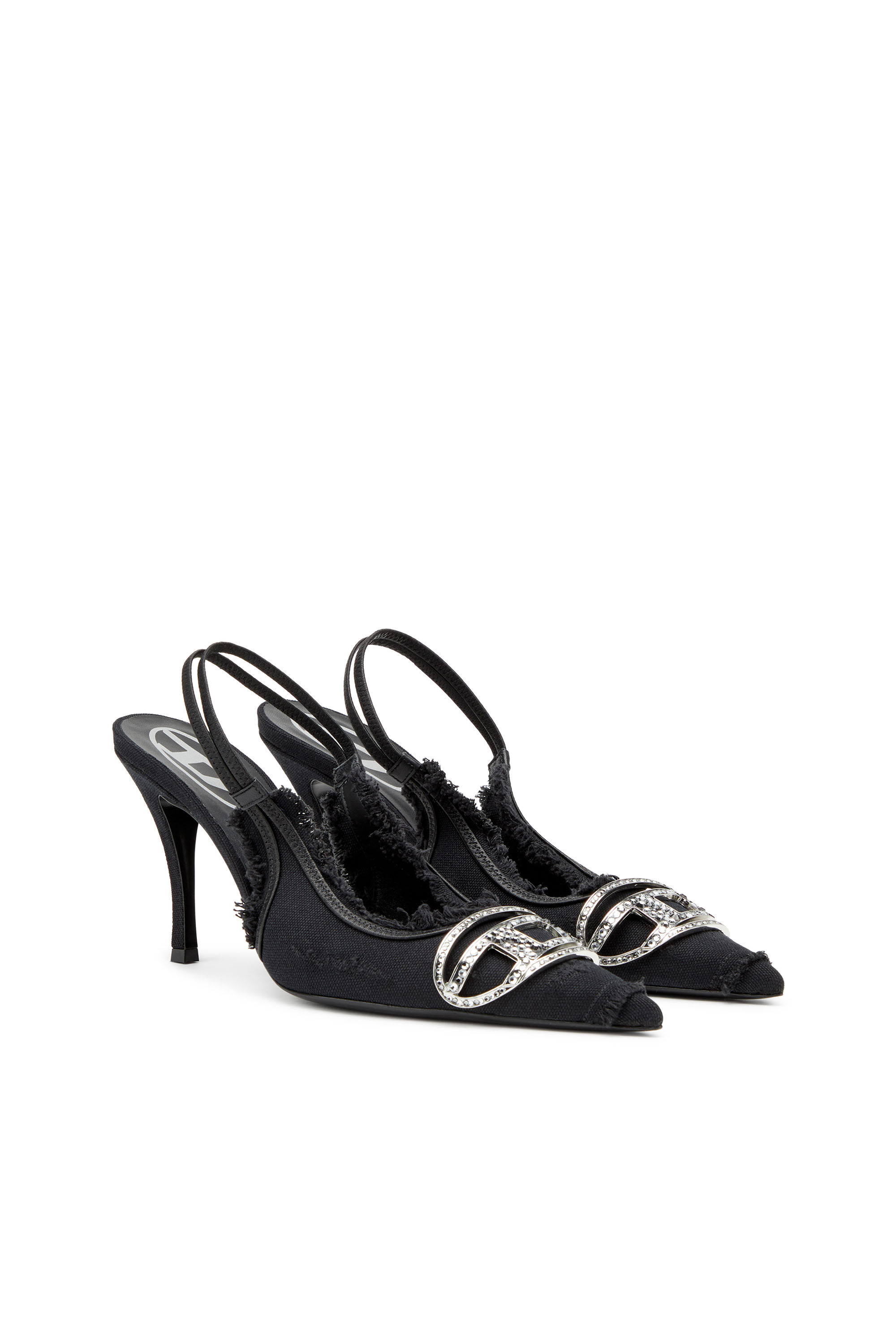 Diesel - D-VENUS SB, Female's D-Venus-Slingback pumps in distressed canvas in Black - 2