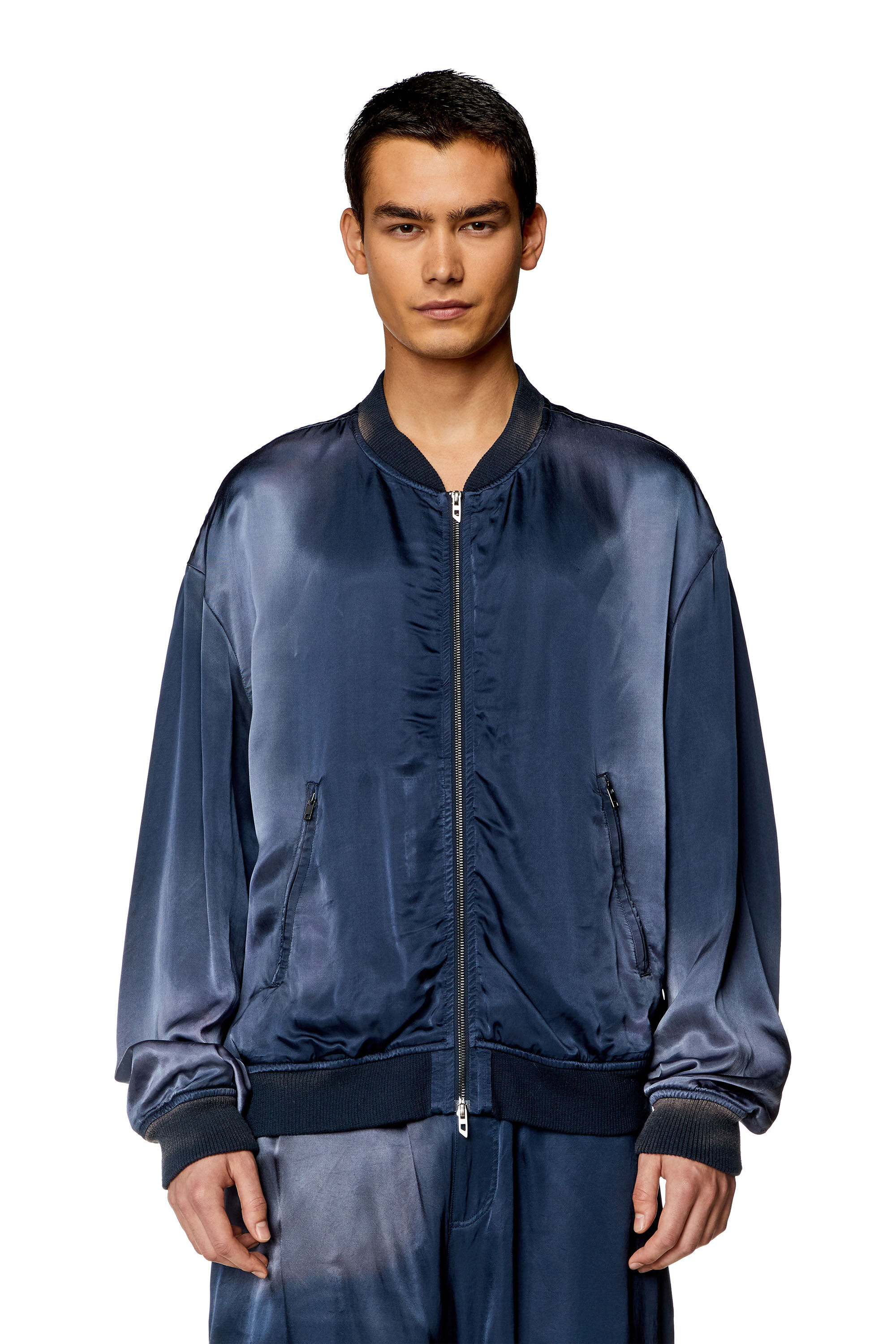 Diesel - J-MARTEX, Male's Satin bomber jacket with faded effect in Blue - 6