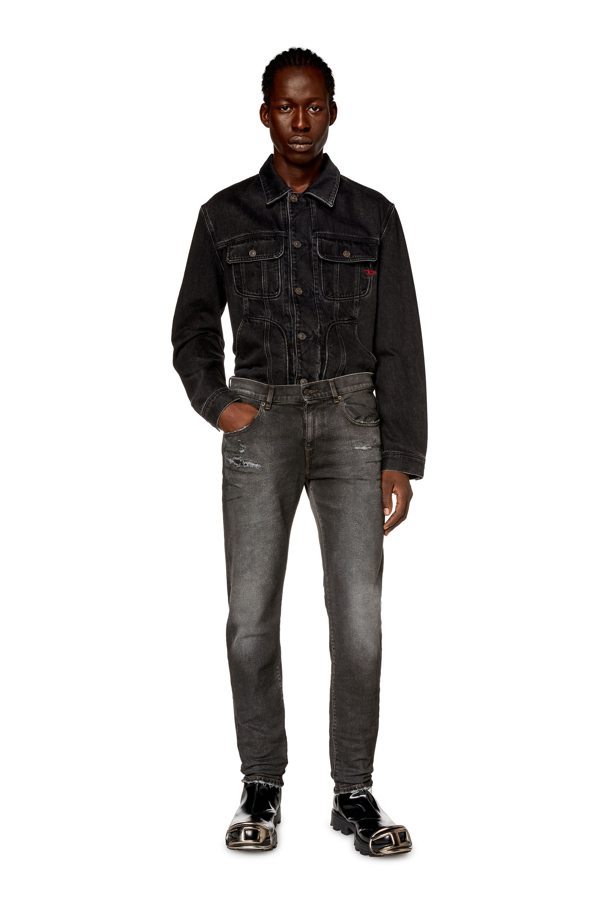 Diesel - Man's Slim Jeans 2019 D-Strukt E9D78, Black/Dark grey - 4
