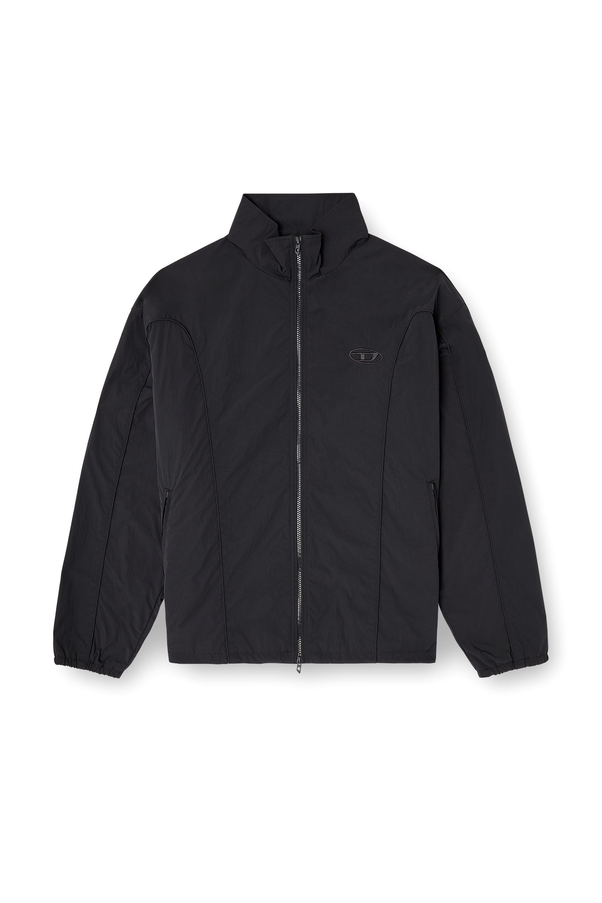 Men's Crinkled-nylon jacket with piping | Black | Diesel US