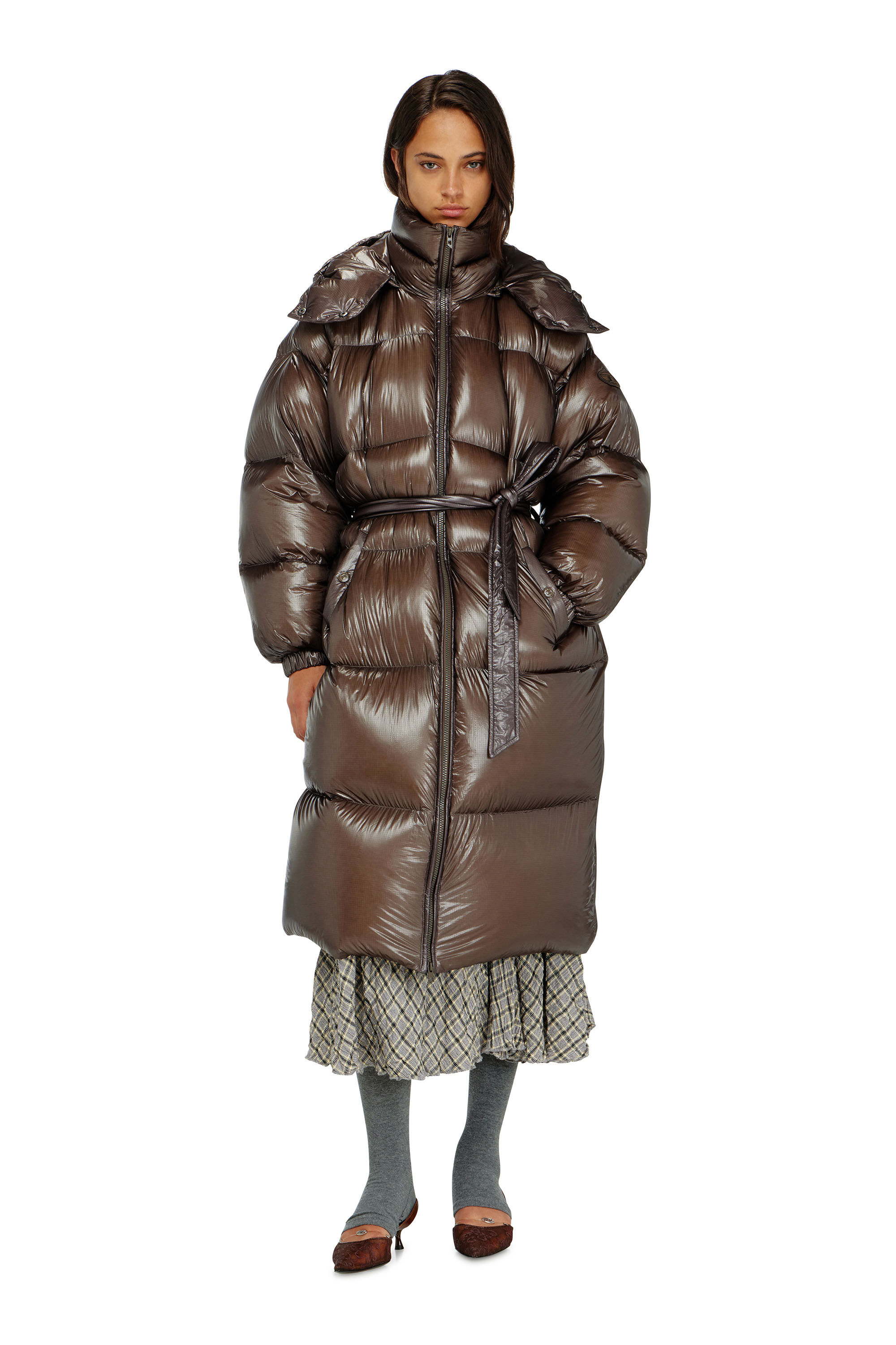 Women's Down puffer coat in ultra-light ripstop | Brown | Diesel