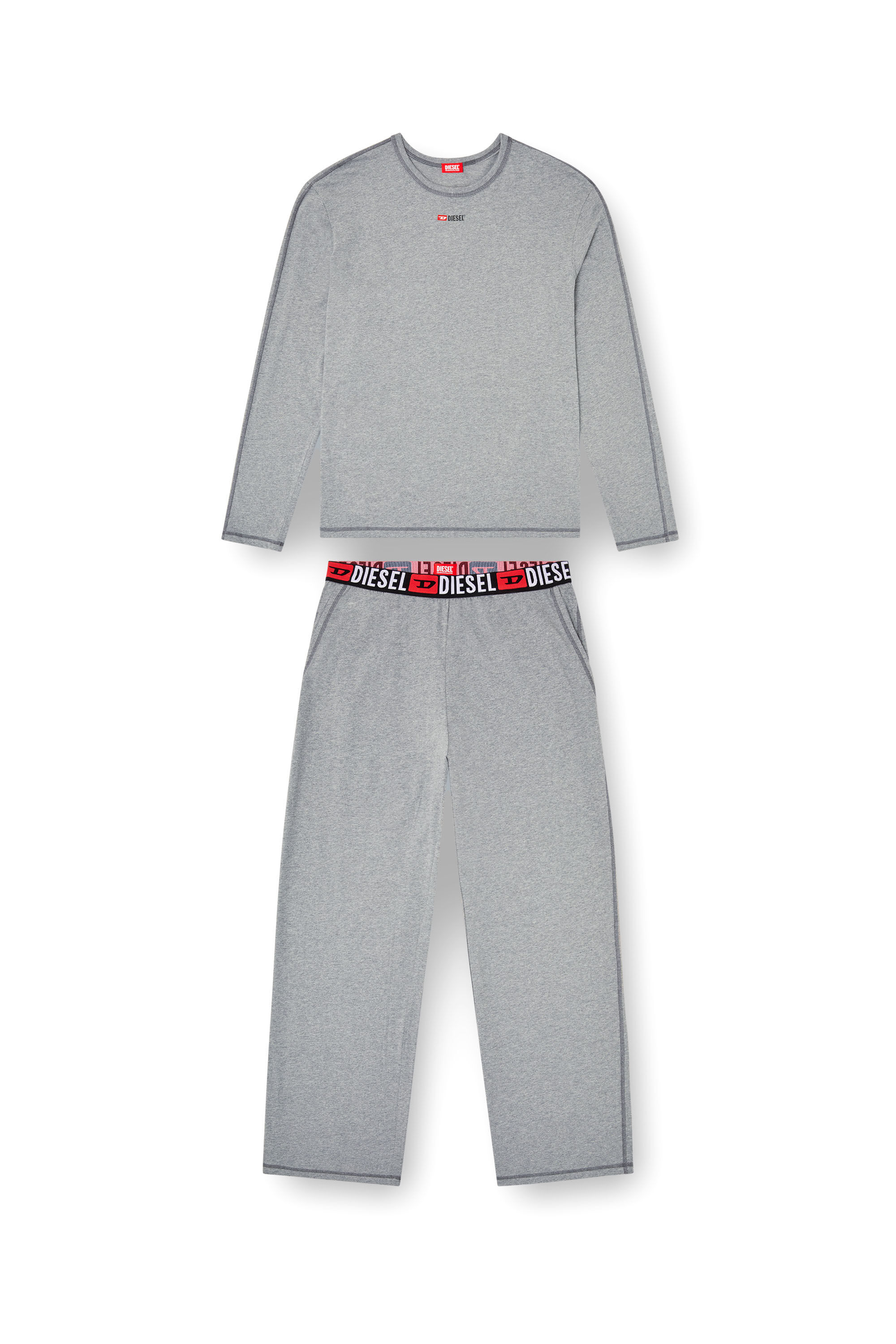 Diesel - SET-NOLAN-D-CORE, Male's Pajamas in cotton jersey in Grey - 4