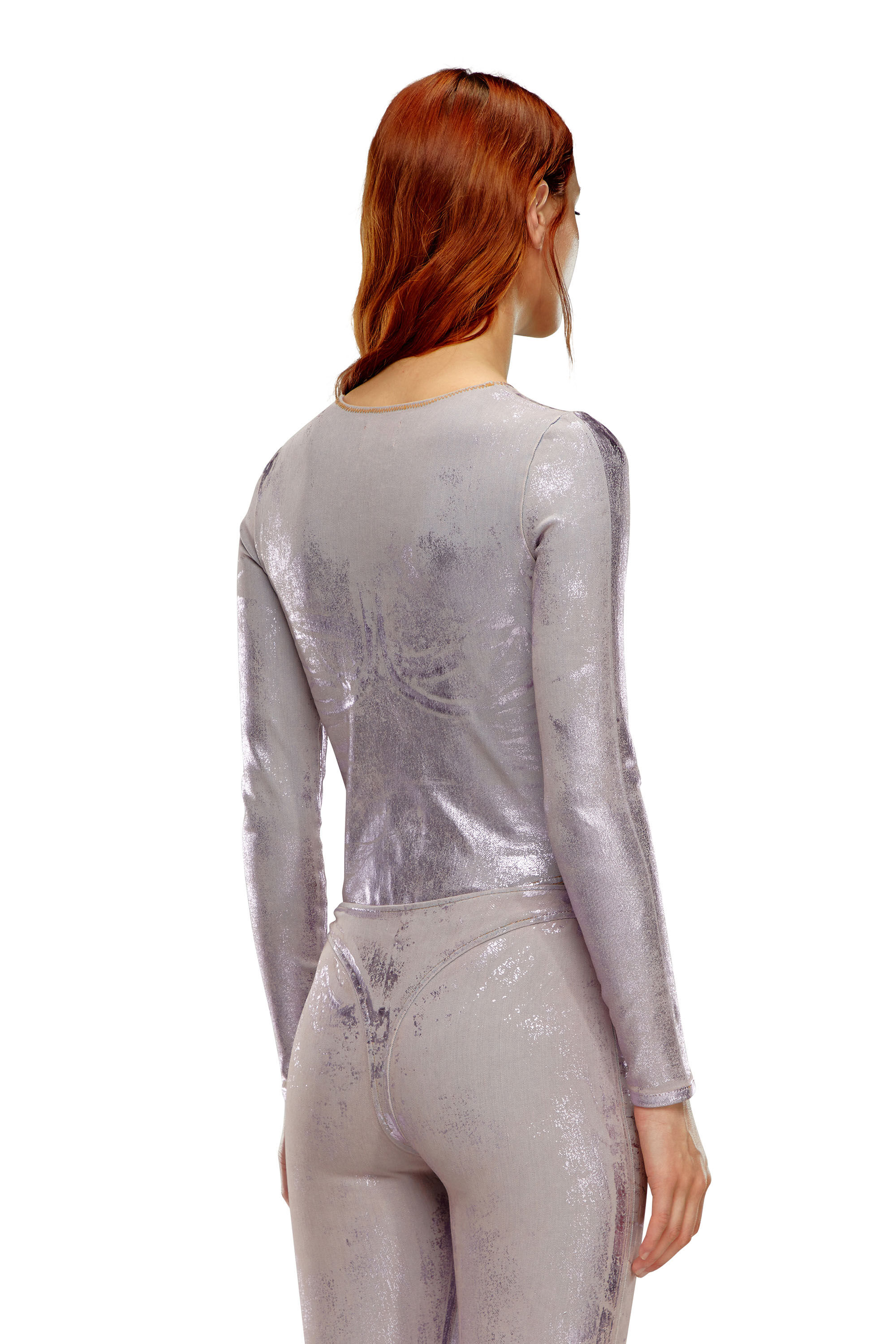 Diesel - DE-NIKKI-LS-FSE, Female's Bodysuit in shimmering denim in Pink - 5