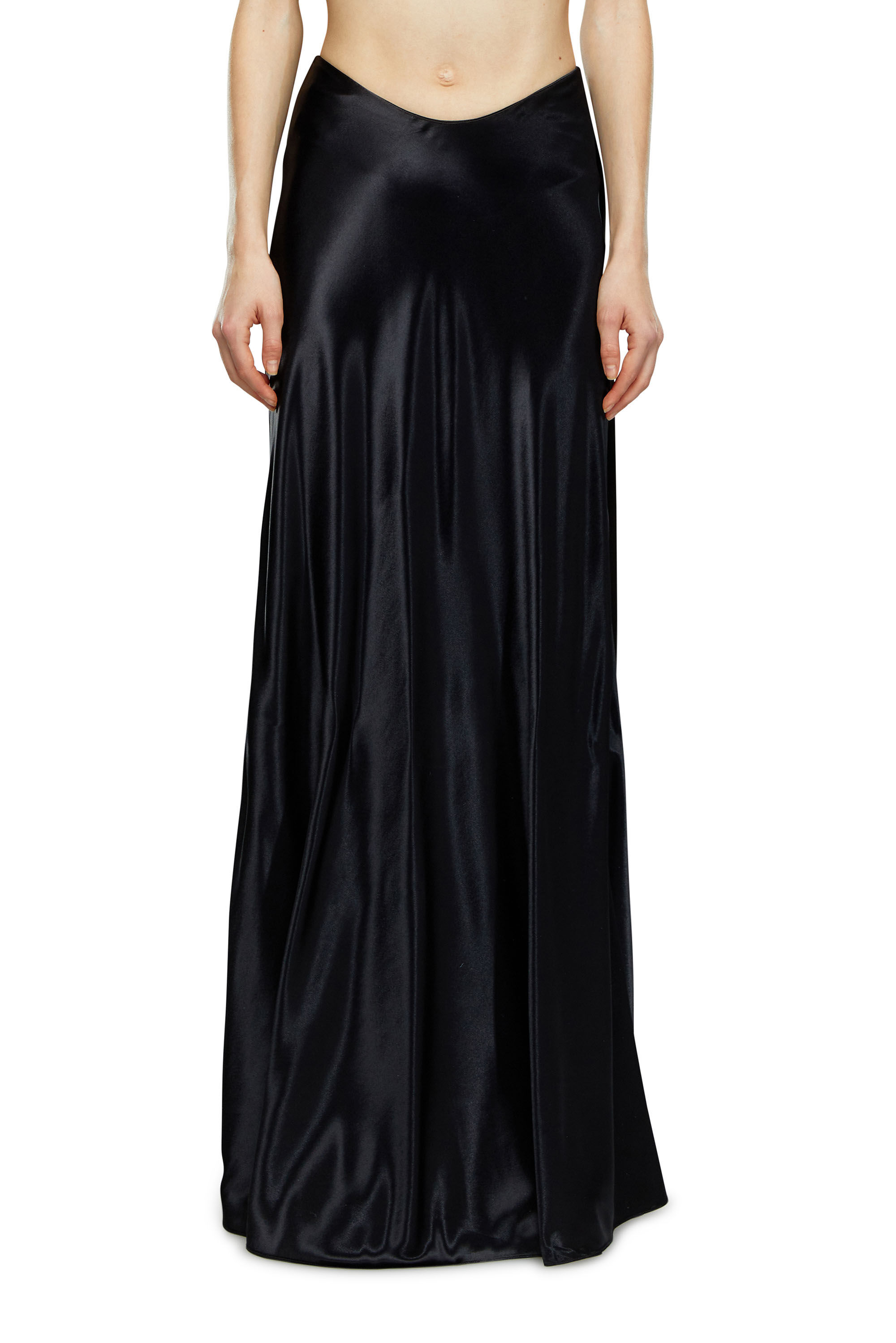 Diesel - O-SYREN, Jupe longue en satin Femme in Noir - 3
