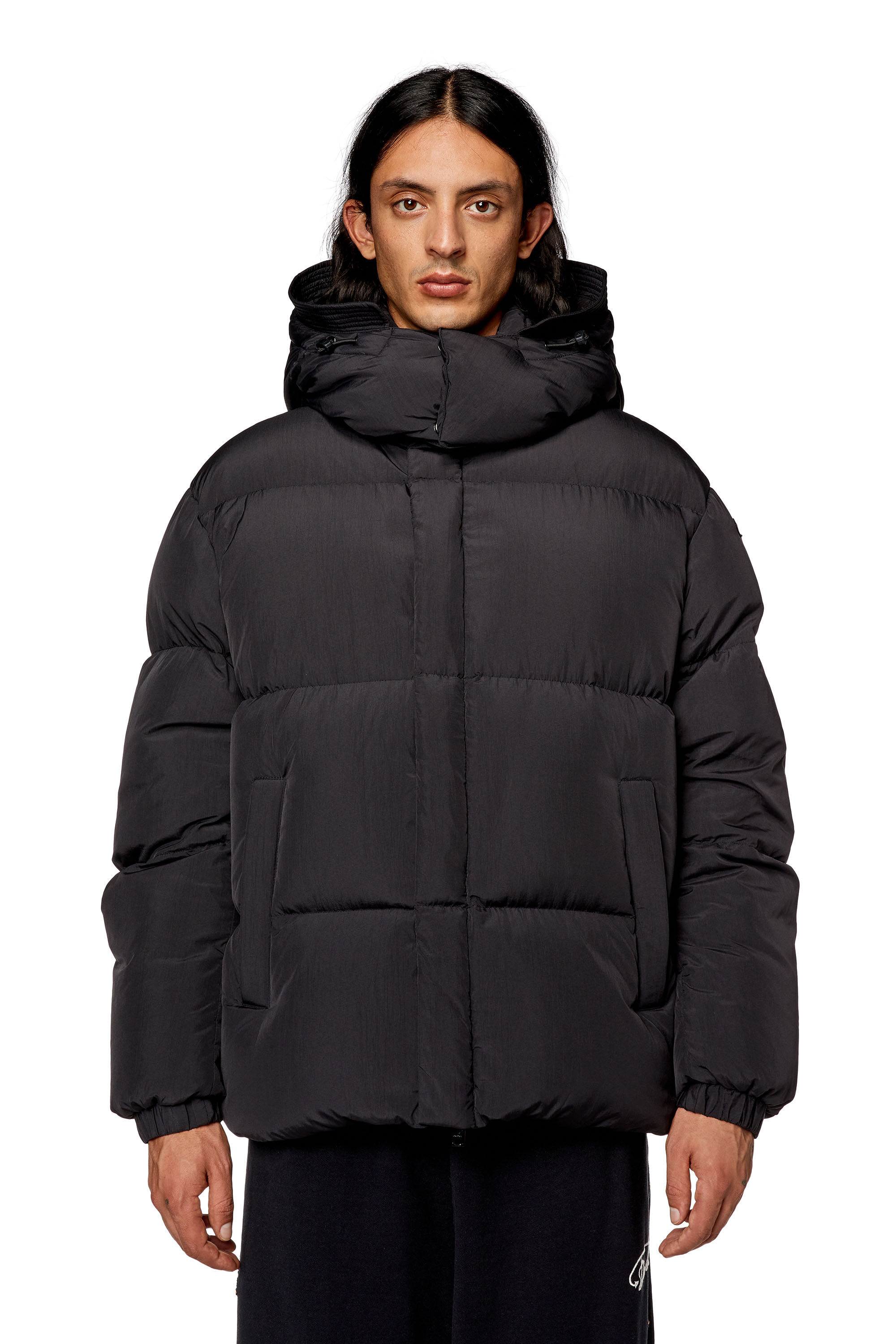 Diesel - W-ROLFYS, Man's Down jacket in recycled nylon taslan in Black - 5