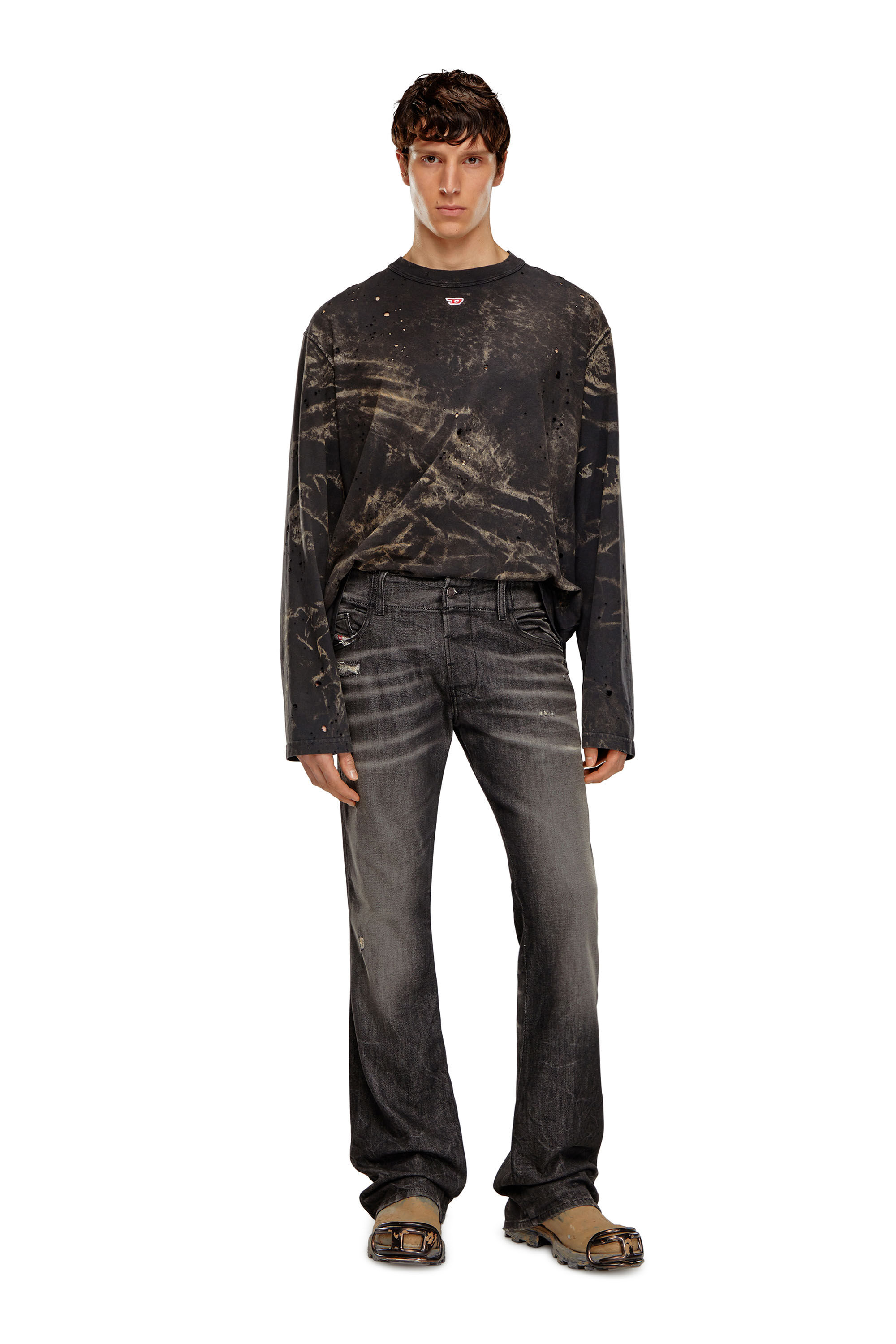 Diesel - Bootcut Jeans D-Backler 09H51 Homme, Noir/Gris foncé - Image 1