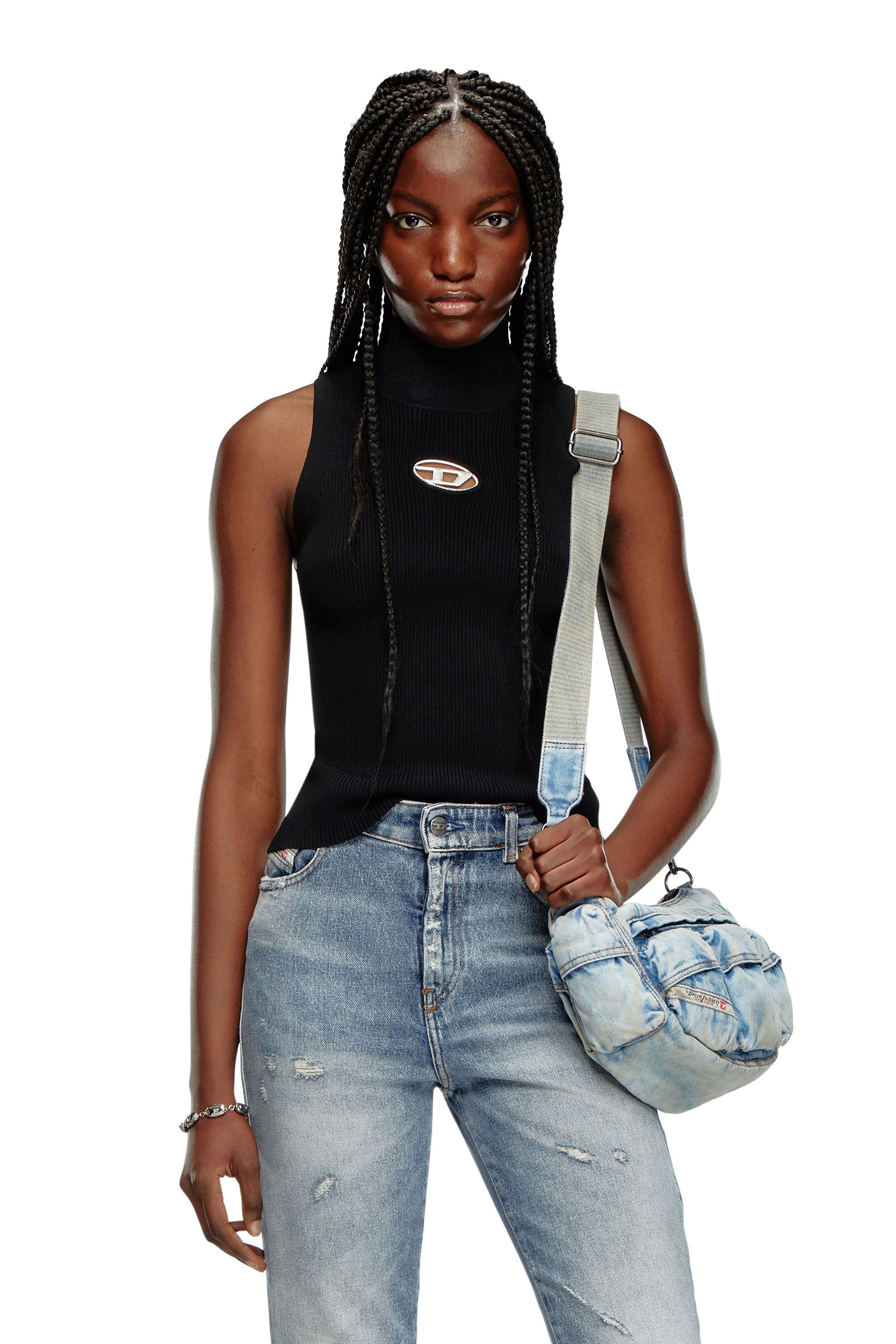 Women's Ribbed-knit turtleneck top | Multicolor | Diesel