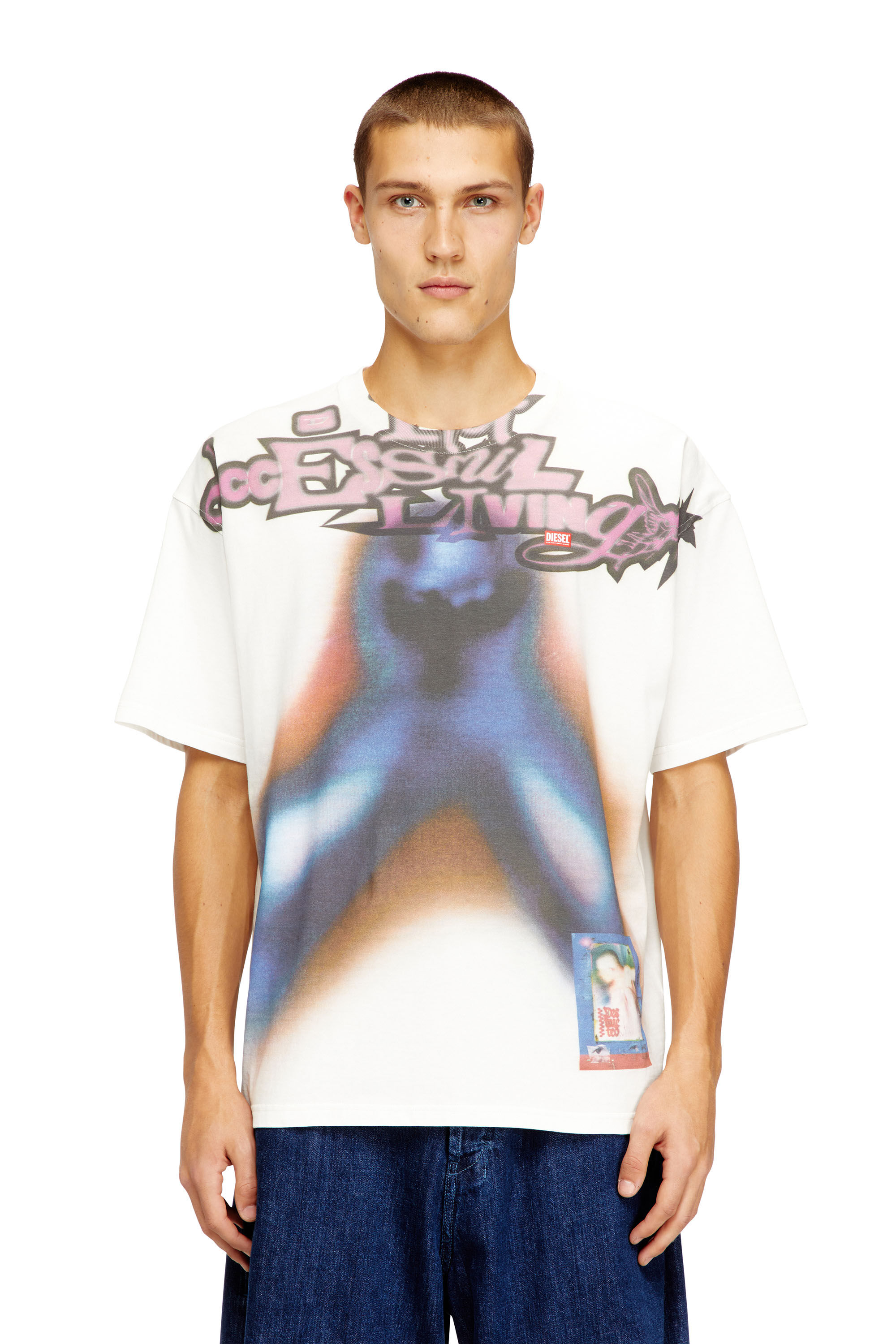 toshページ！ Men's Relaxed cotton T-shirt with digital print | Multicolor | Diesel