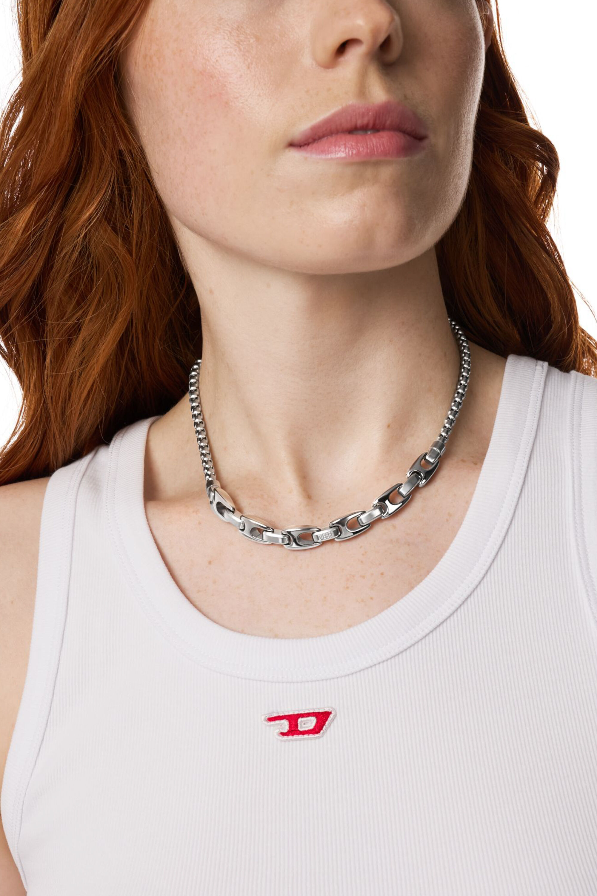 Women's Stainless steel chain necklace | Silver | Diesel