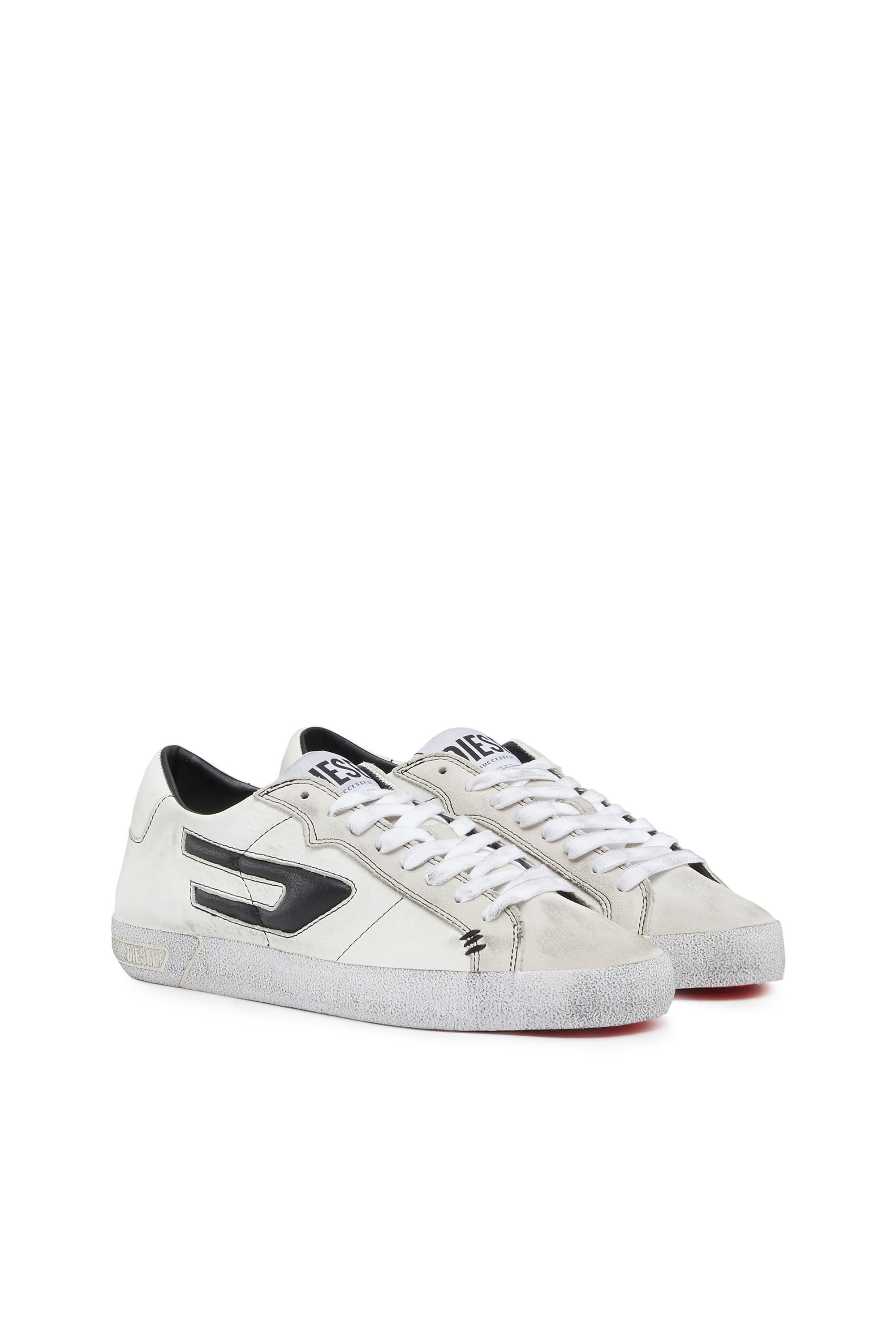 Women's Low-top leather sneakers with D logo | Diesel S-LEROJI