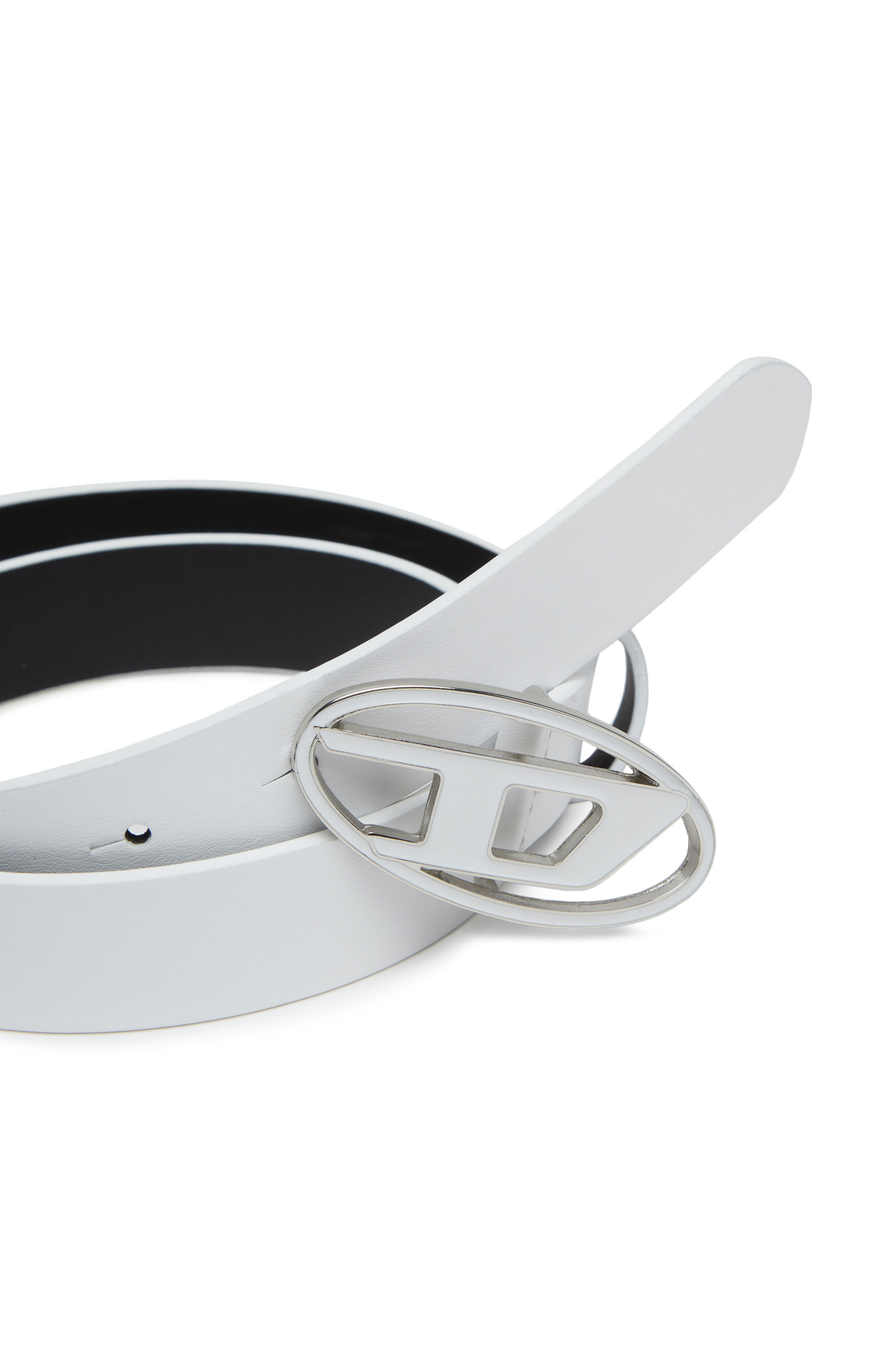 Women's 2.4cm leather belt with enamelled buckle | White