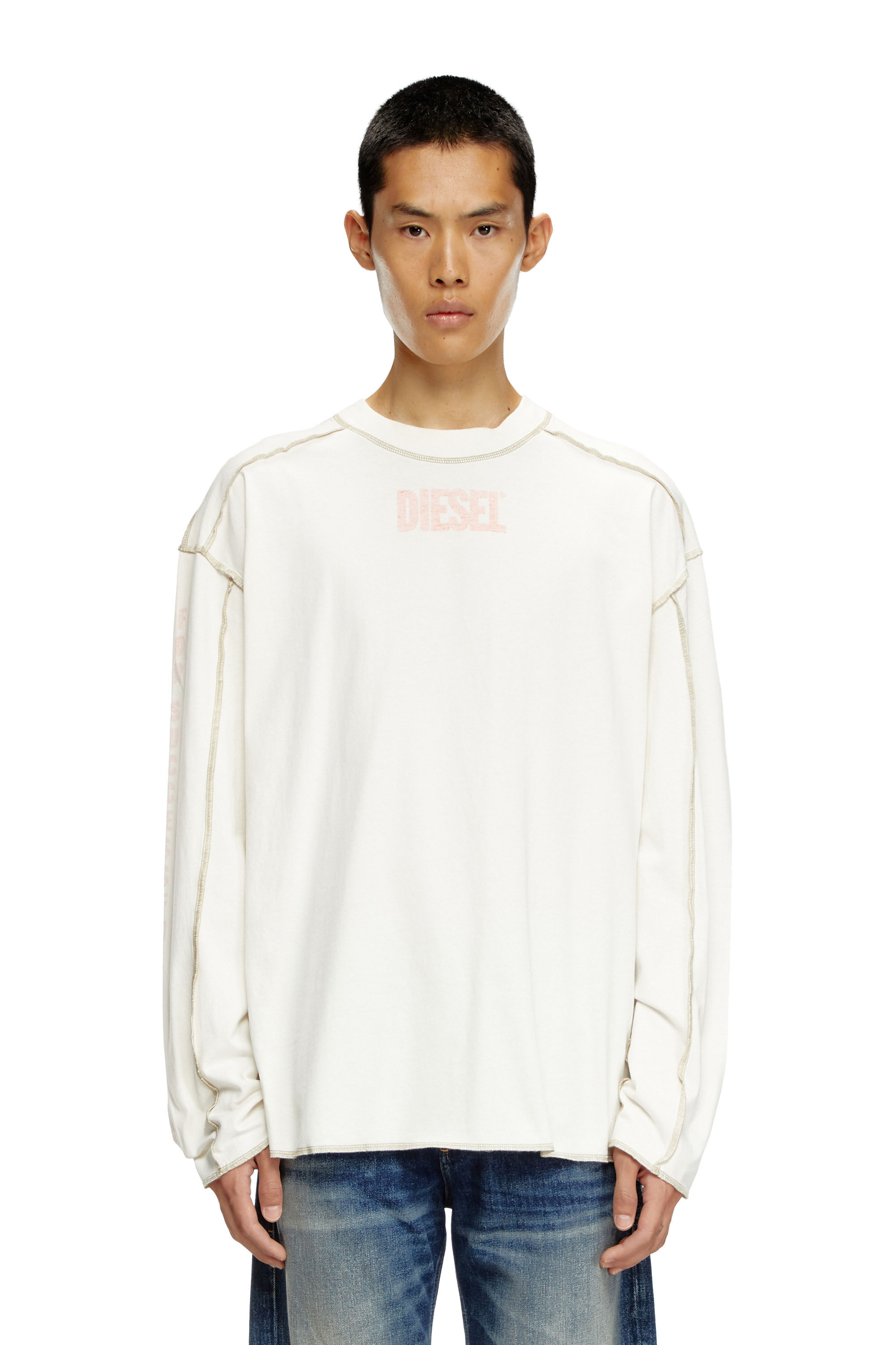 Men's Long-sleeve T-shirt with inside-out effect | White