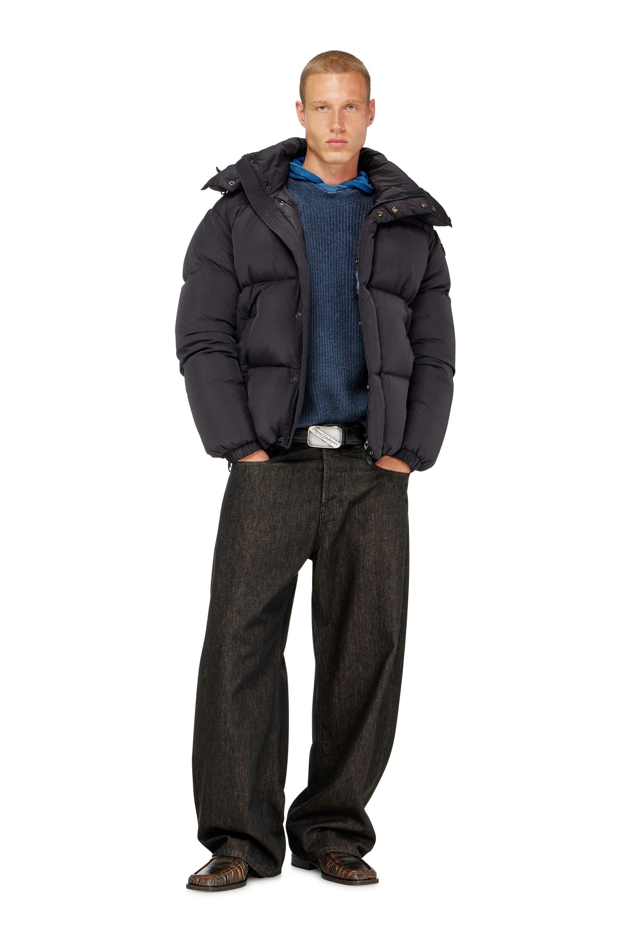 Diesel - W-ROLFYS-WRD, Veste matelass&eacute;e en Taslan ViralOff&reg; Homme in Gris - 1