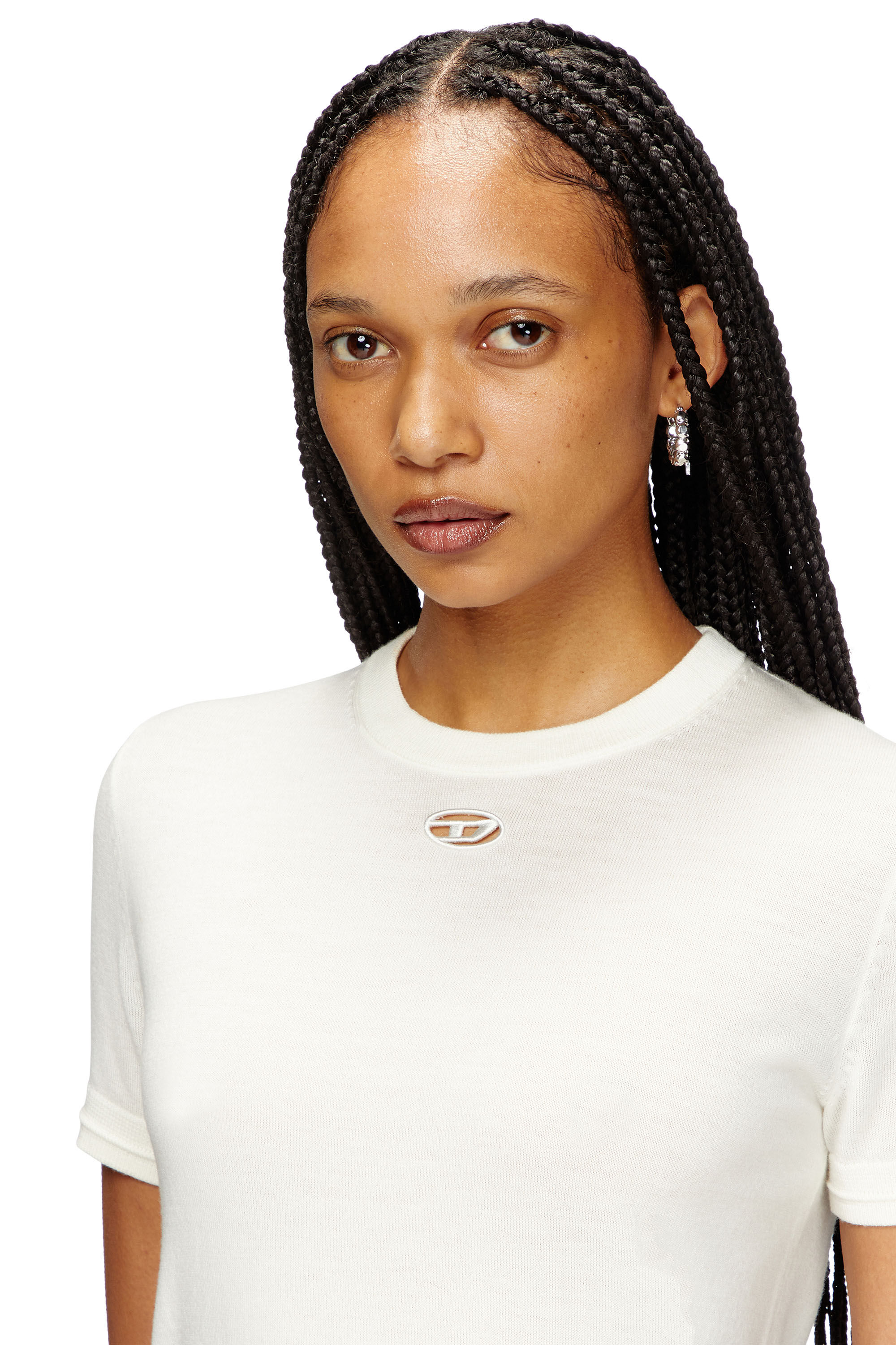 Women's Short-sleeve jumper in wool | White | Diesel Women's Short-sleeve jumper in wool | White | Diesel