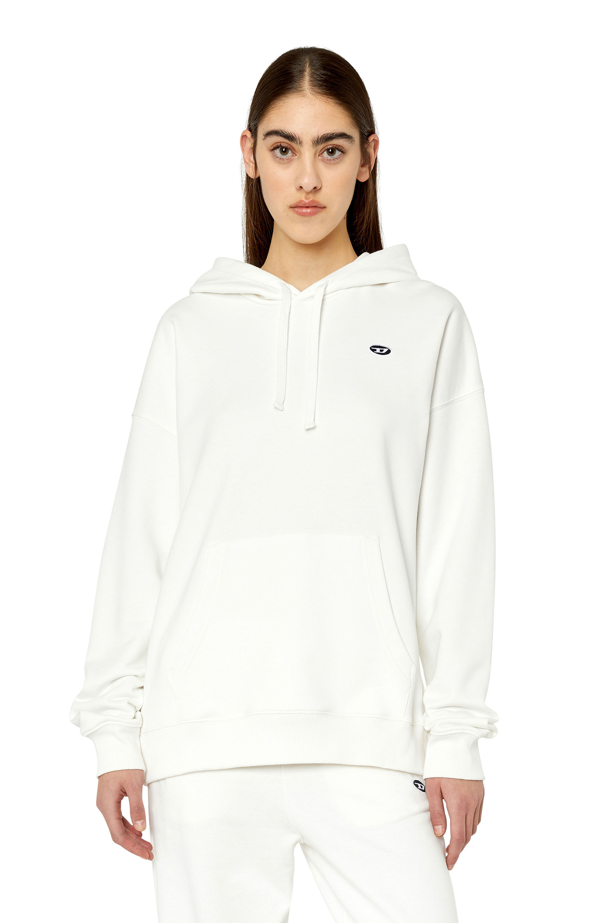 Women's Hoodie with oval D patch | White | Diesel