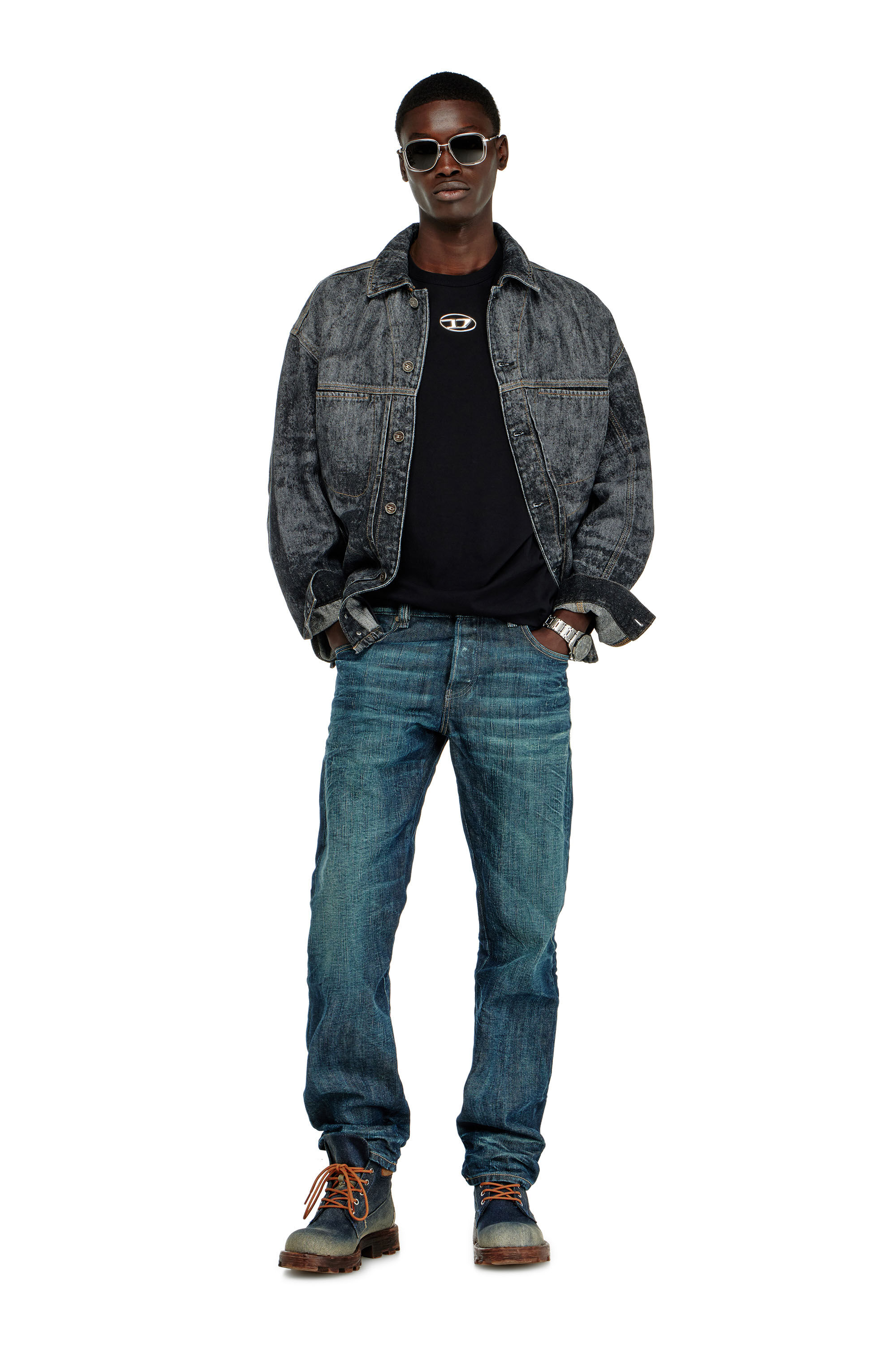 Diesel - T-ADJUST-OD, Camiseta con Oval D met&aacute;lico Hombre in Negro - 1
