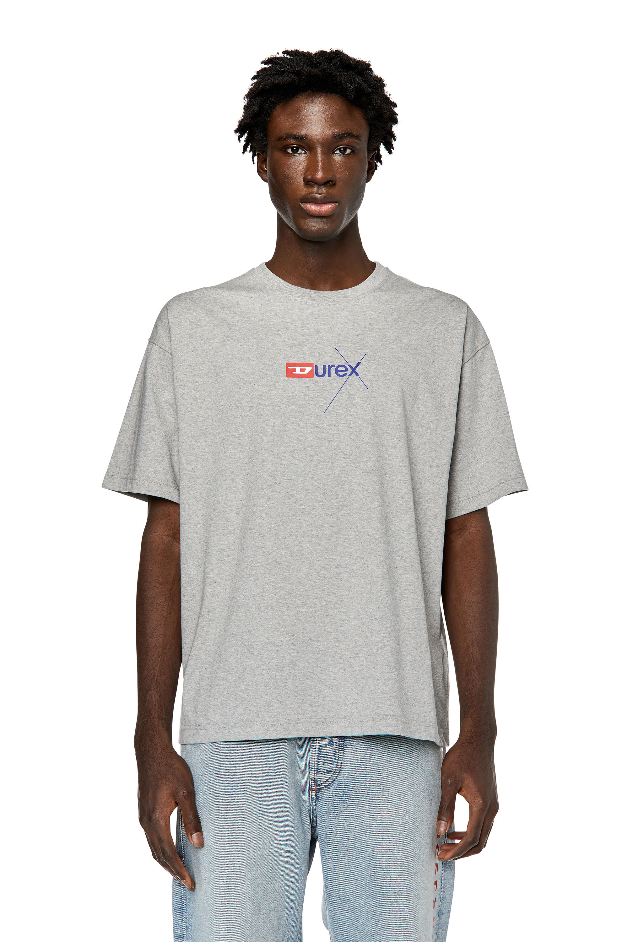 Diesel - DX-T-NLABEL, T-shirt en tissu mélangé avec logo Durex Homme in Gris - 3
